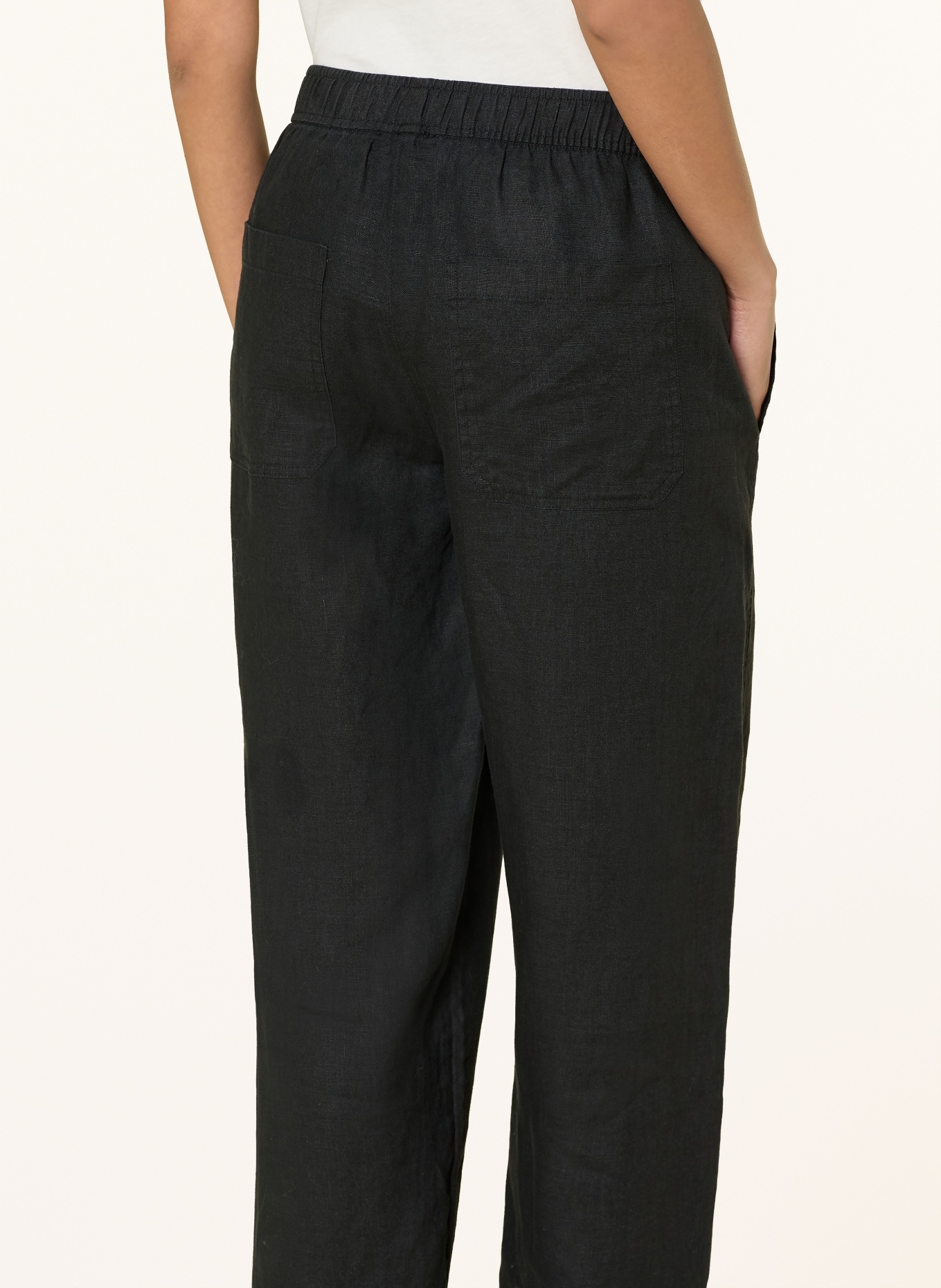 OPUS Spodnie 7/8 MYHA z lnu: CZARNY