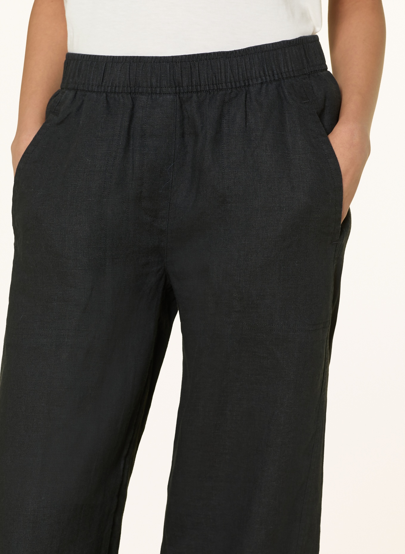 OPUS Spodnie 7/8 MYHA z lnu: CZARNY