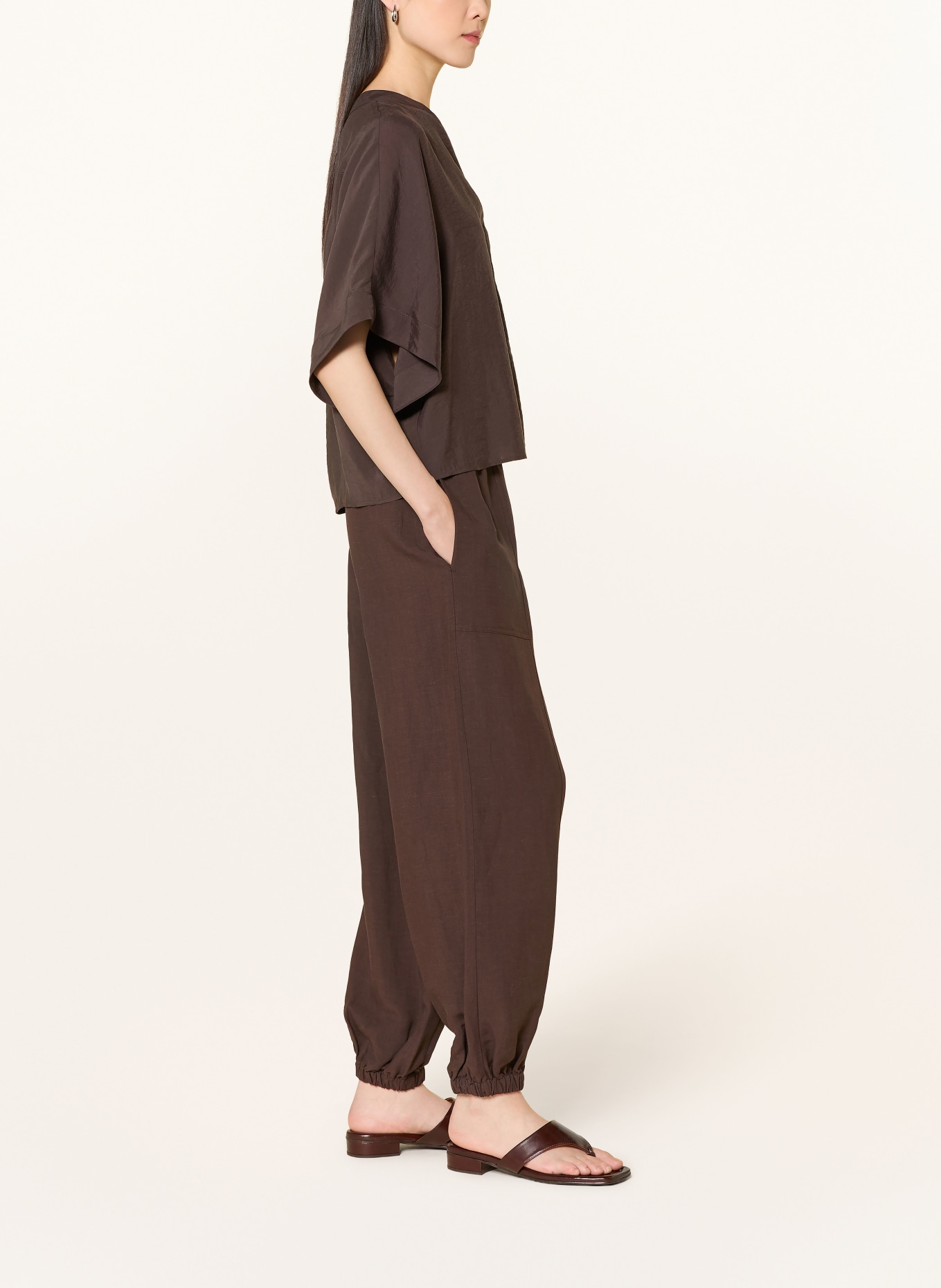 OPUS MYHA Jogging-Style Pants: DARK BROWN