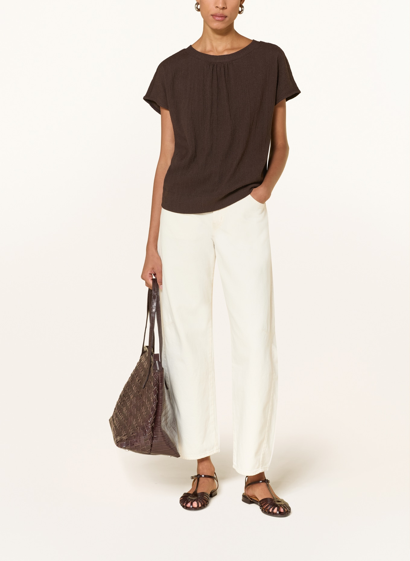 OPUS SALTI Blouse Shirt: DARK BROWN