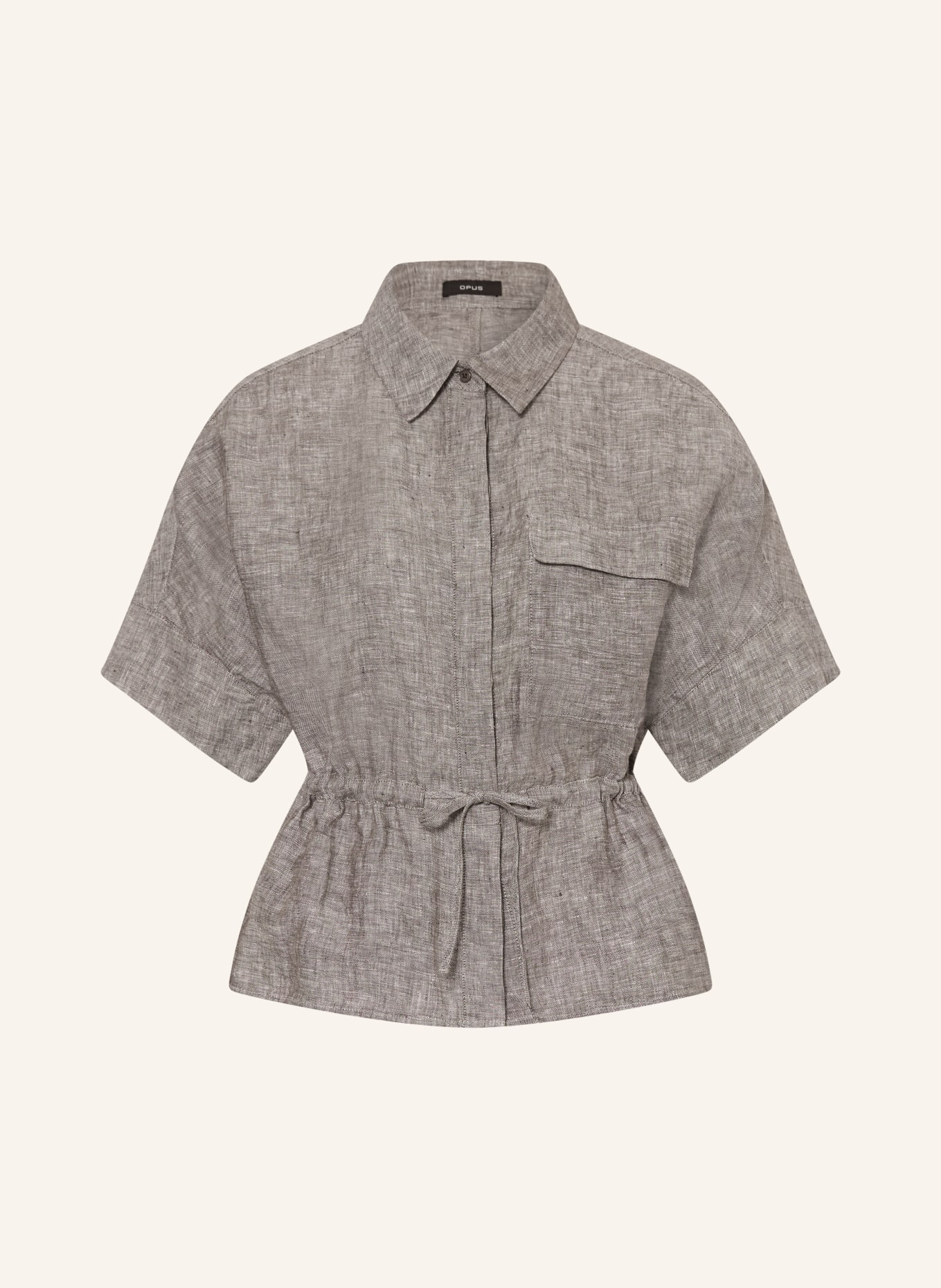 OPUS Hemdbluse FALURI aus Leinen: DUNKELGRÜN / WEISS