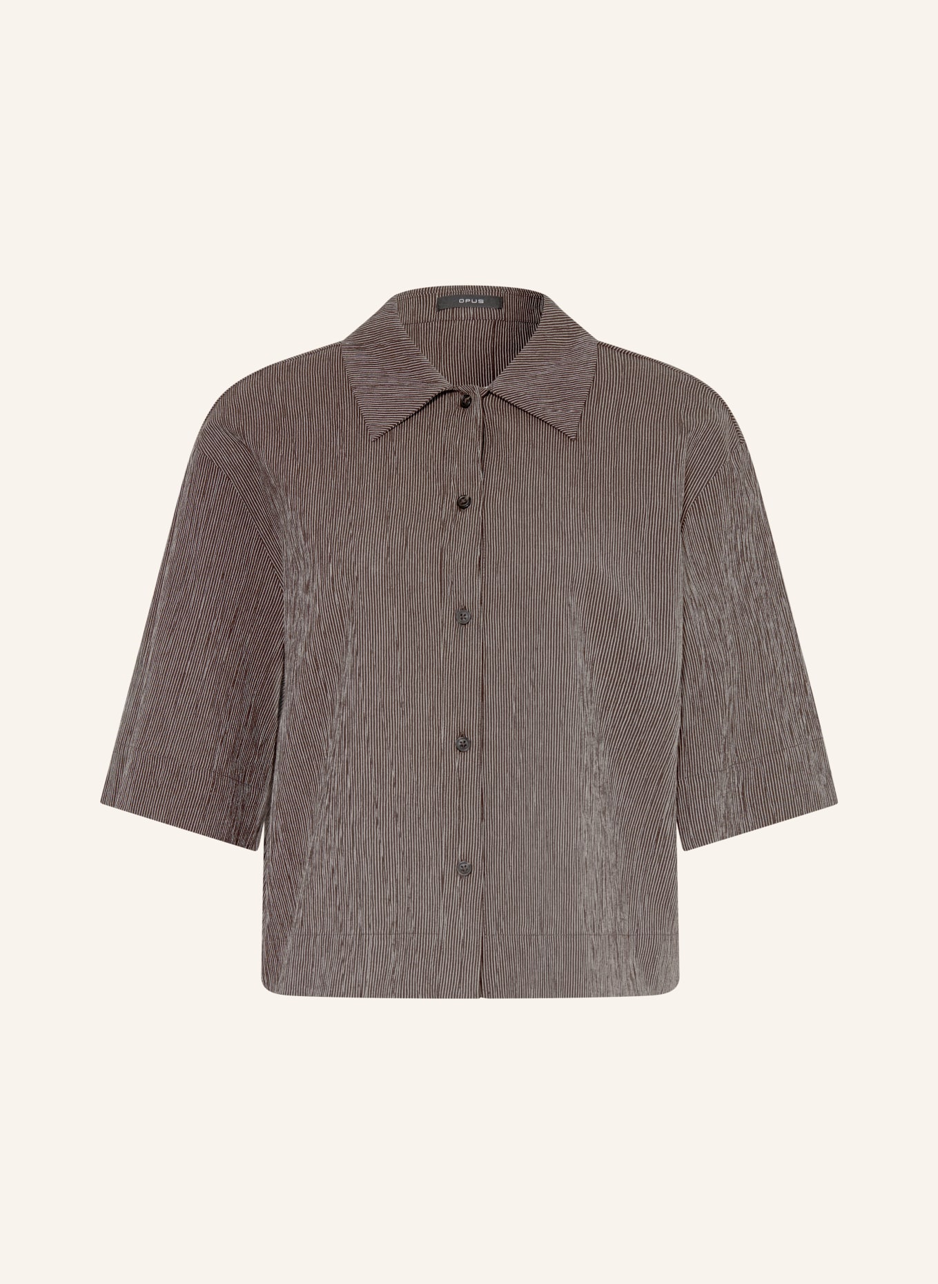 OPUS Overhemd FABABER: MARRON FONCÉ / ECRU