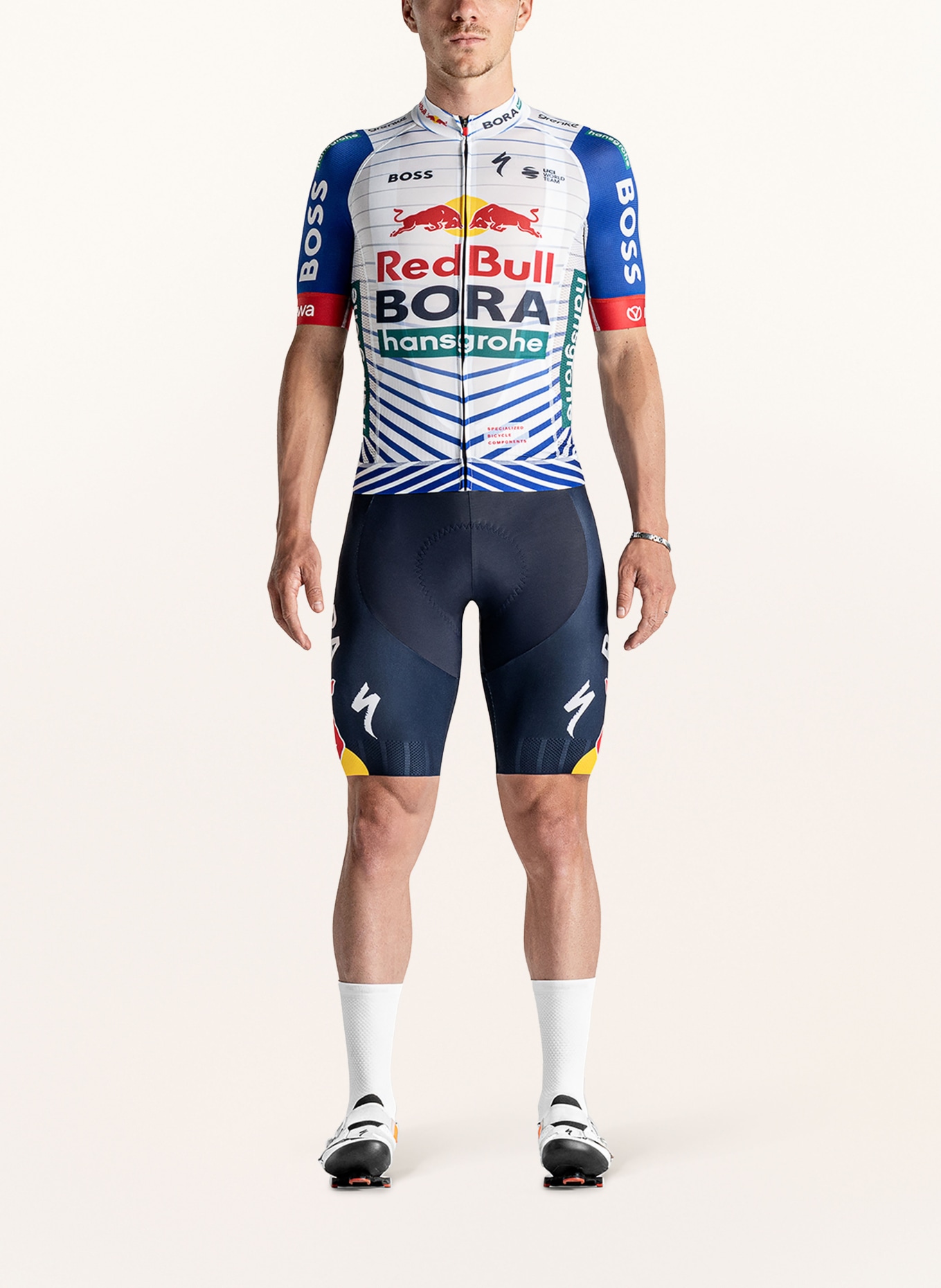 SPECIALIZED Koszulka kolarska RED BULL-BORA-HANSGROHE REPLICA: BIAŁY / NIEBIESKI
