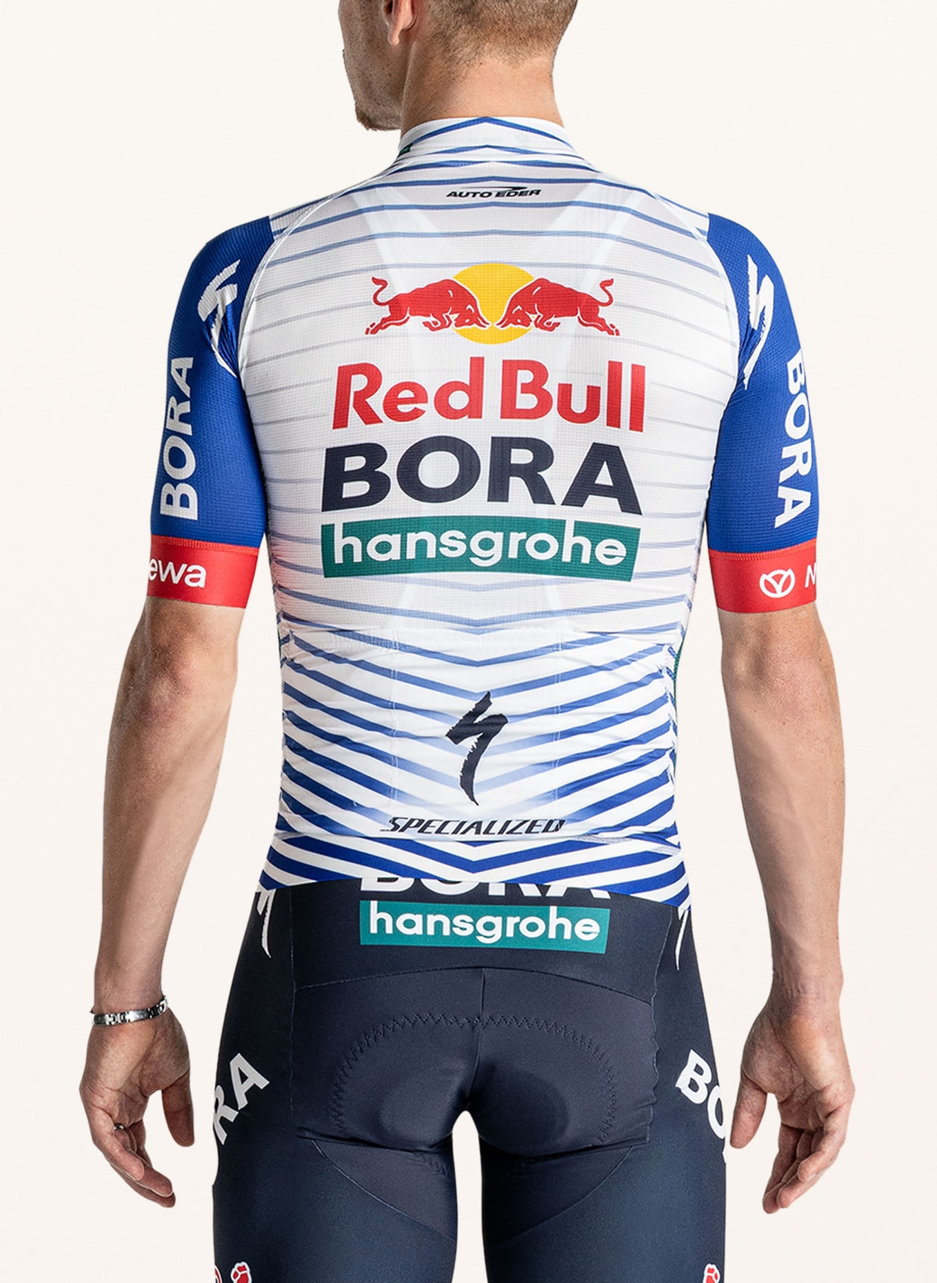 SPECIALIZED Koszulka kolarska RED BULL-BORA-HANSGROHE REPLICA: BIAŁY / NIEBIESKI