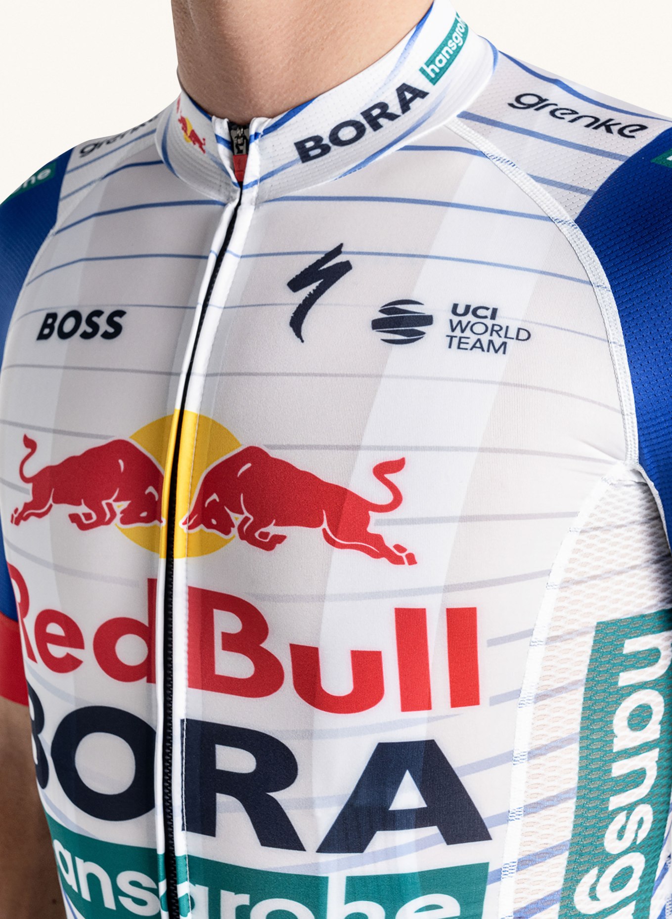 SPECIALIZED Koszulka kolarska RED BULL-BORA-HANSGROHE REPLICA: BIAŁY / NIEBIESKI