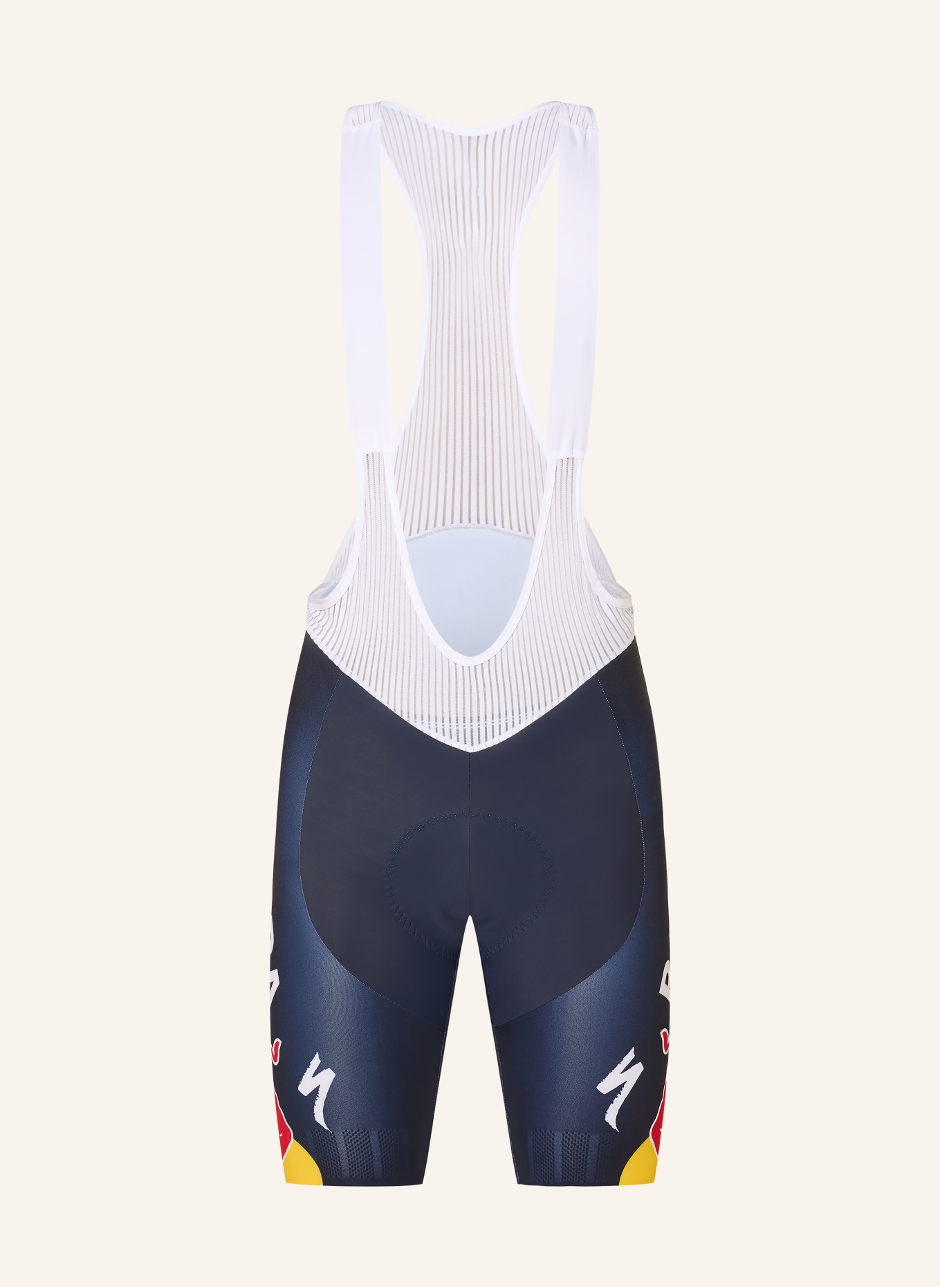 SPECIALIZED RED BULL BORA HANSGROHE REPLICA Cycling Shorts with Straps and Padded Seat Panel: DARK BLUE / WHITE