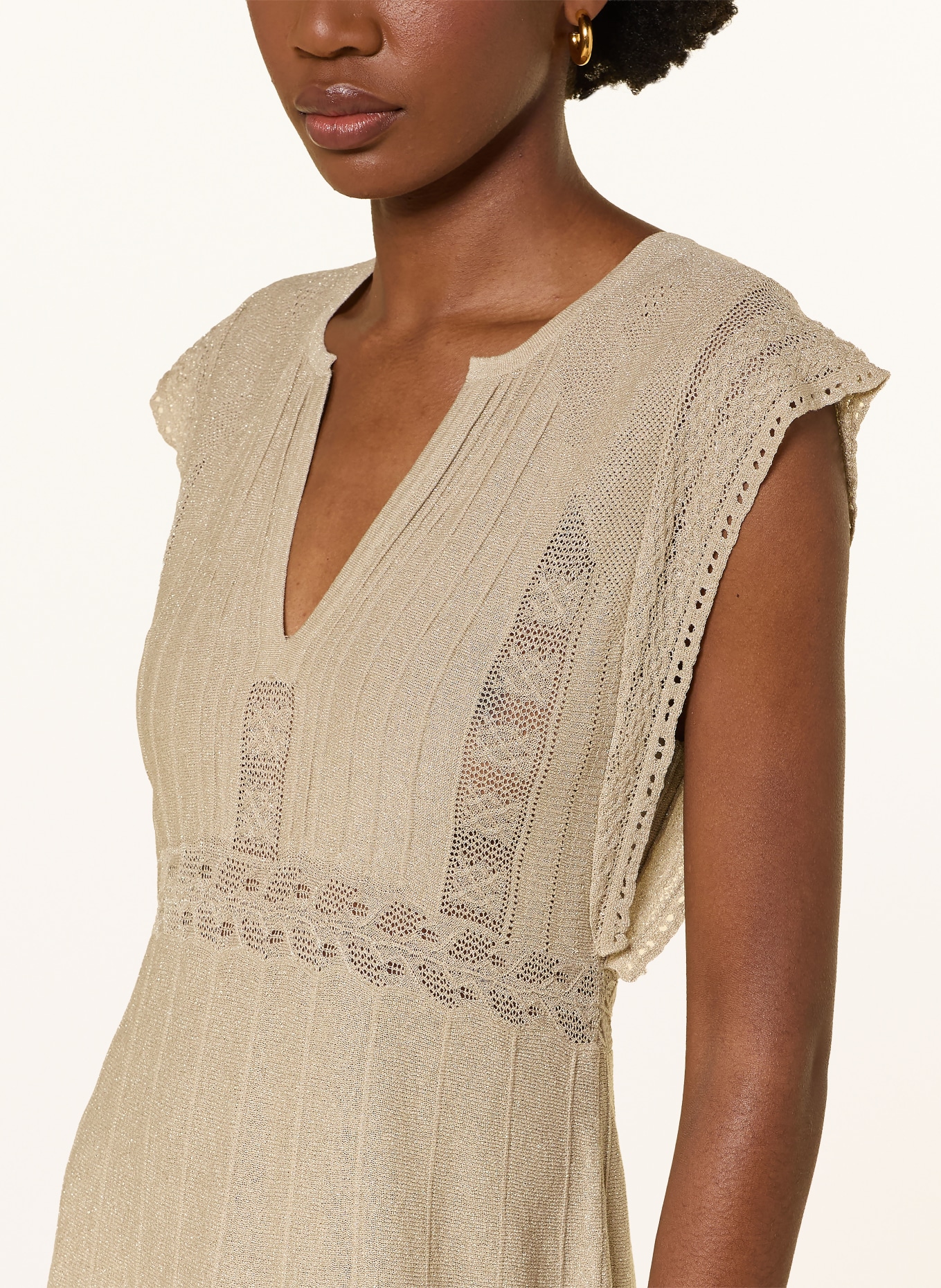 ba&sh Strickkleid PASQUALINA mit Glitzergarn: BEIGE