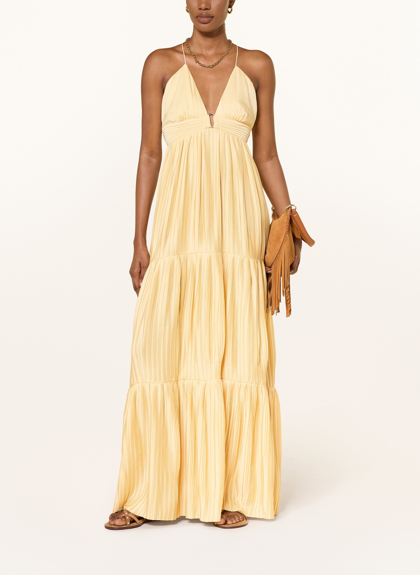 ba&sh Plisseekleid WASTA: HELLGELB