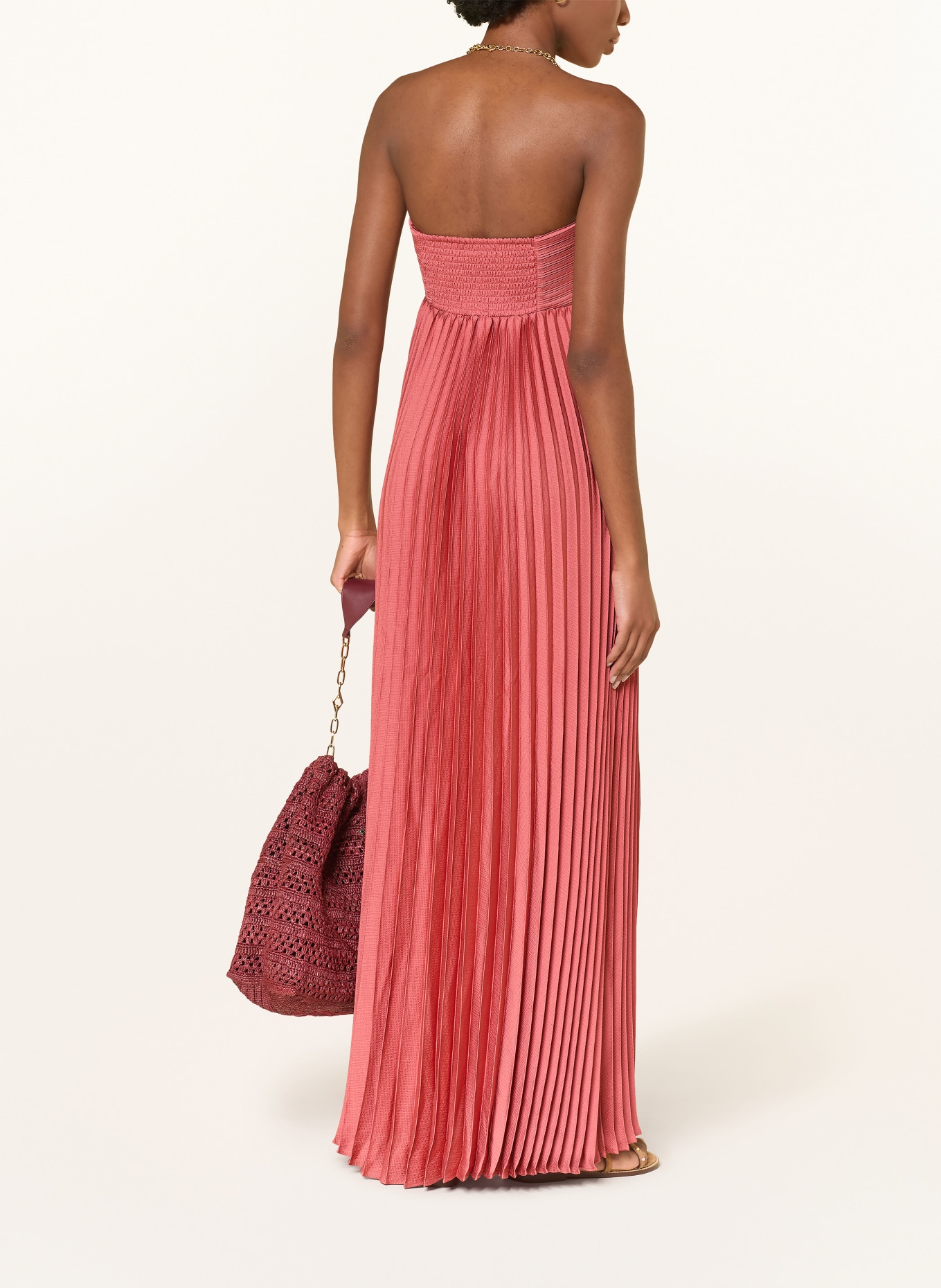 ba&sh Abendkleid WILLOW mit Plissees: HELLROT