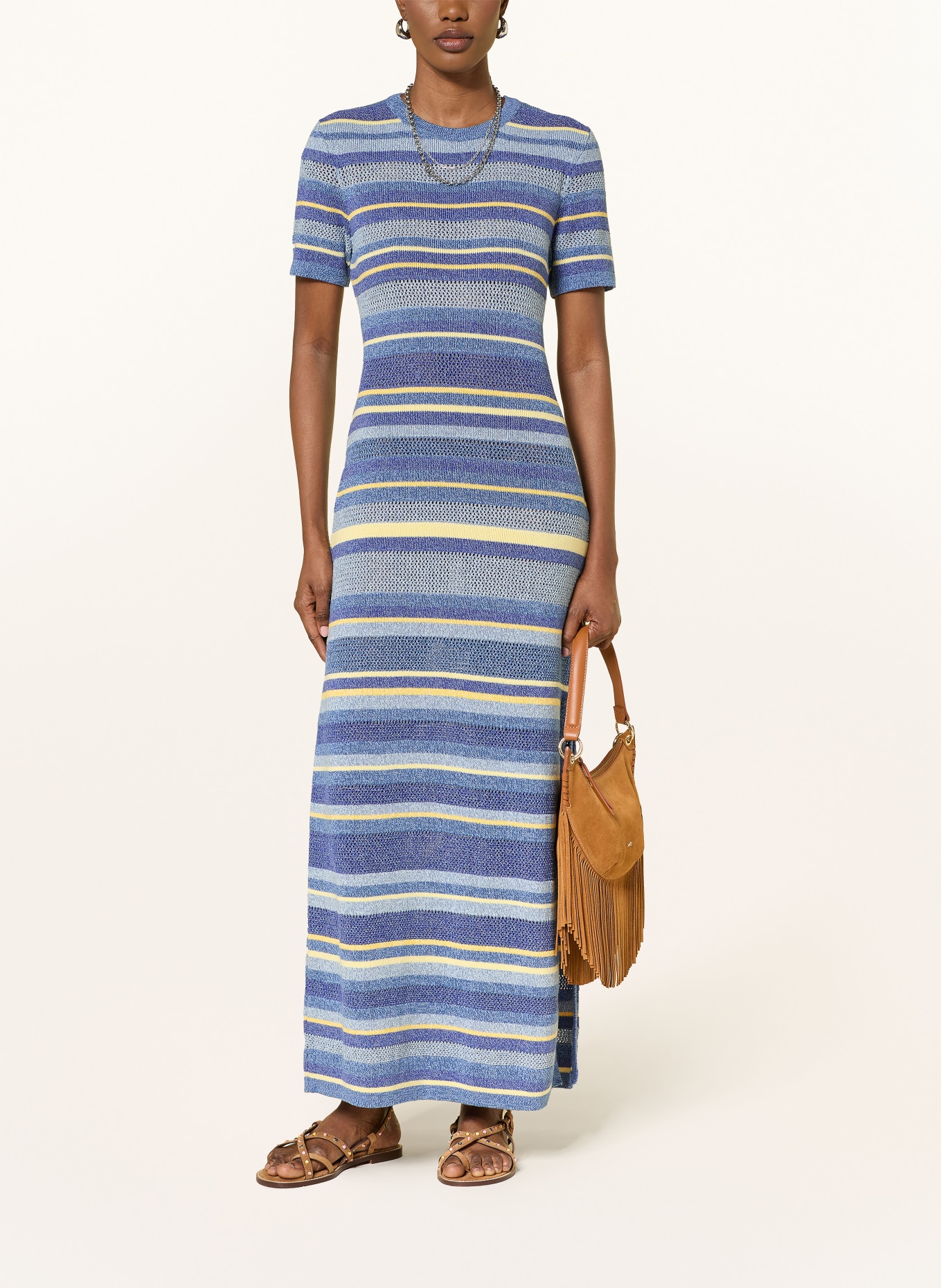 ba&sh Strickkleid TONNIE: BLAU / GELB