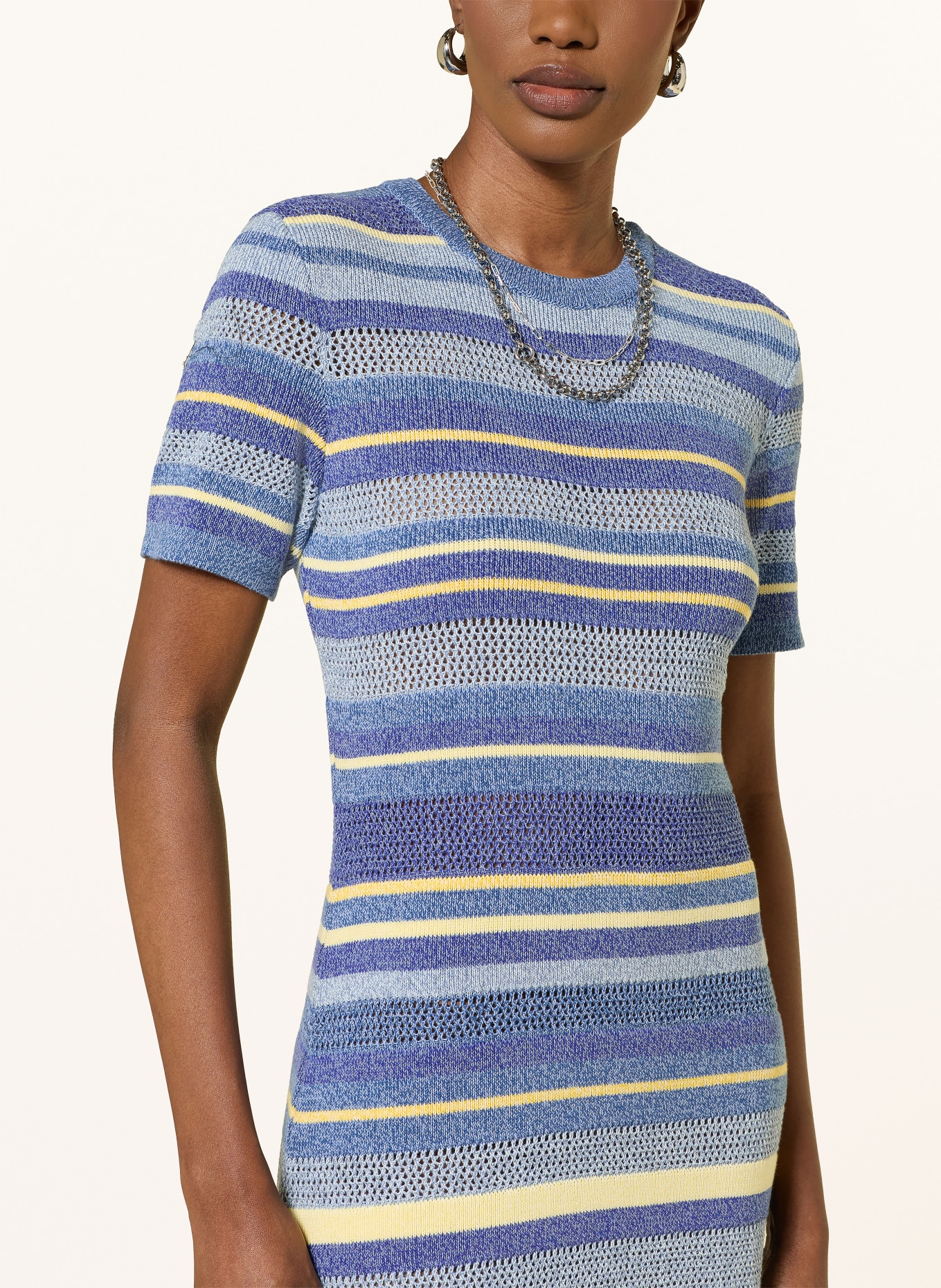 ba&sh Strickkleid TONNIE: BLAU / GELB