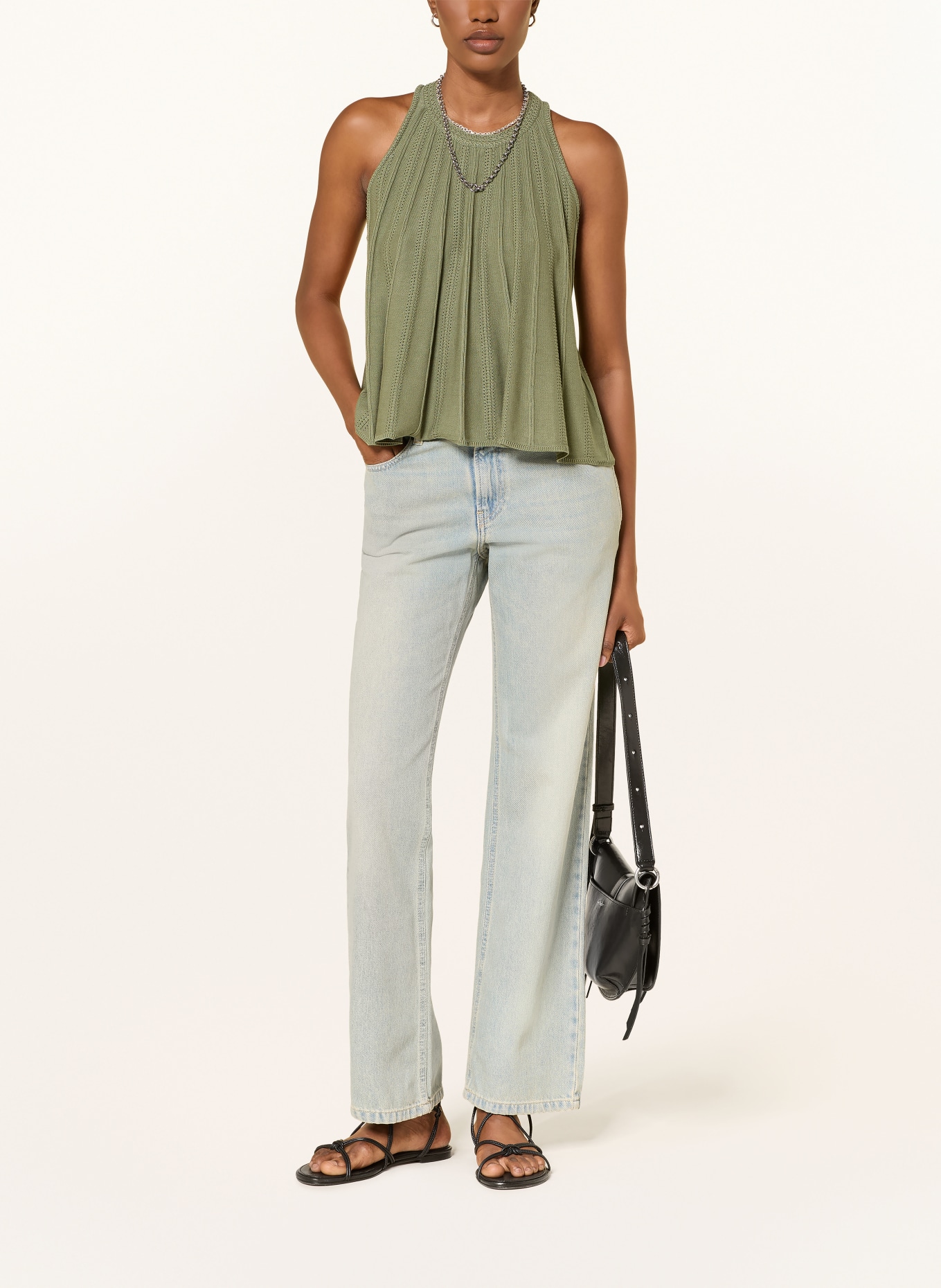 ba&sh Stricktop SERRES: KHAKI