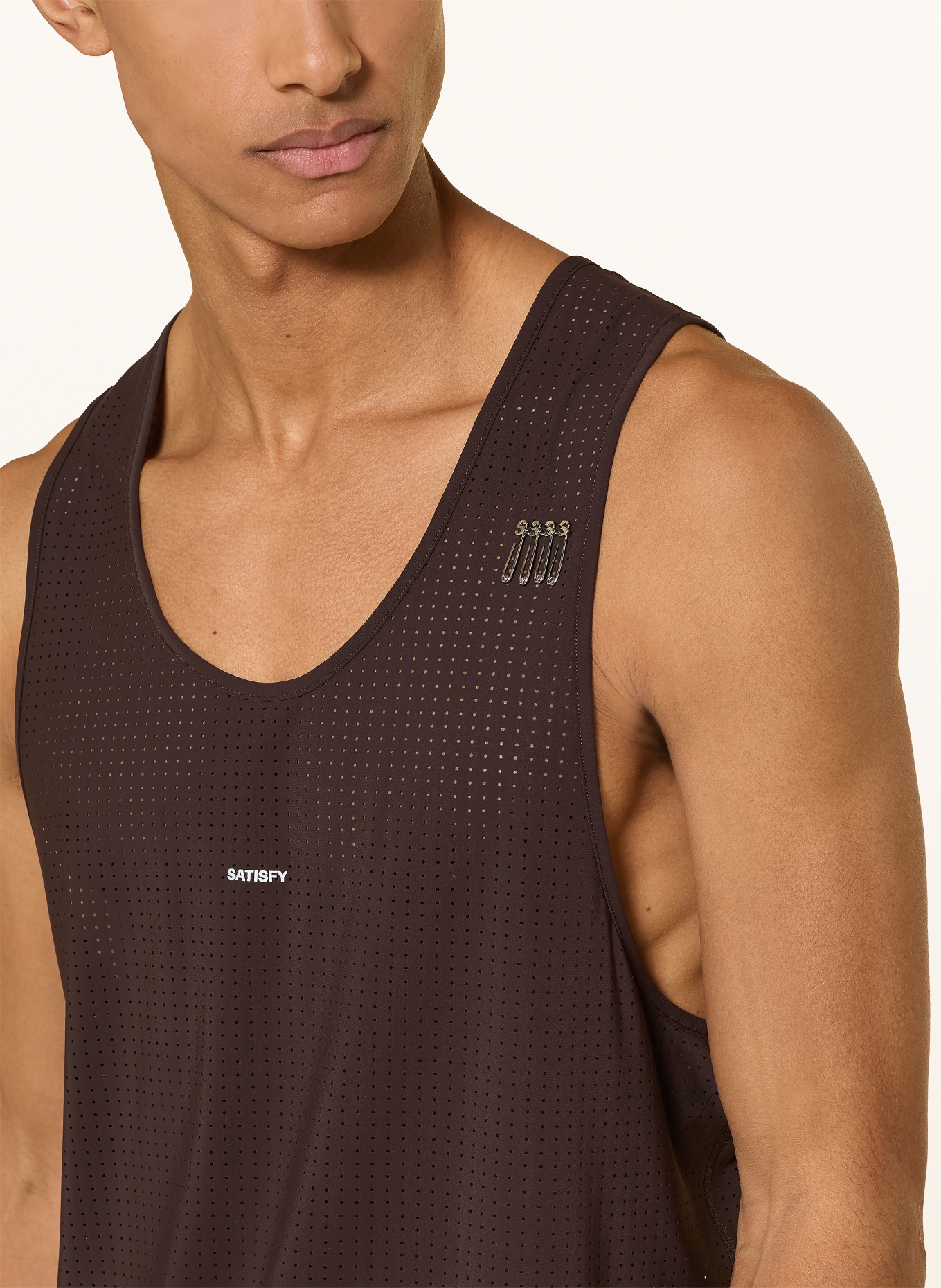 SATISFY Hardloopshirt SPACE-O™: MARRON FONCÉ