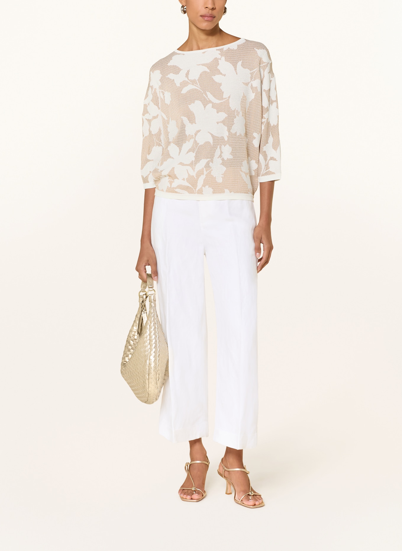 Phase Eight Blouse ANAIS met glinsterend garen: WIT / GOUD