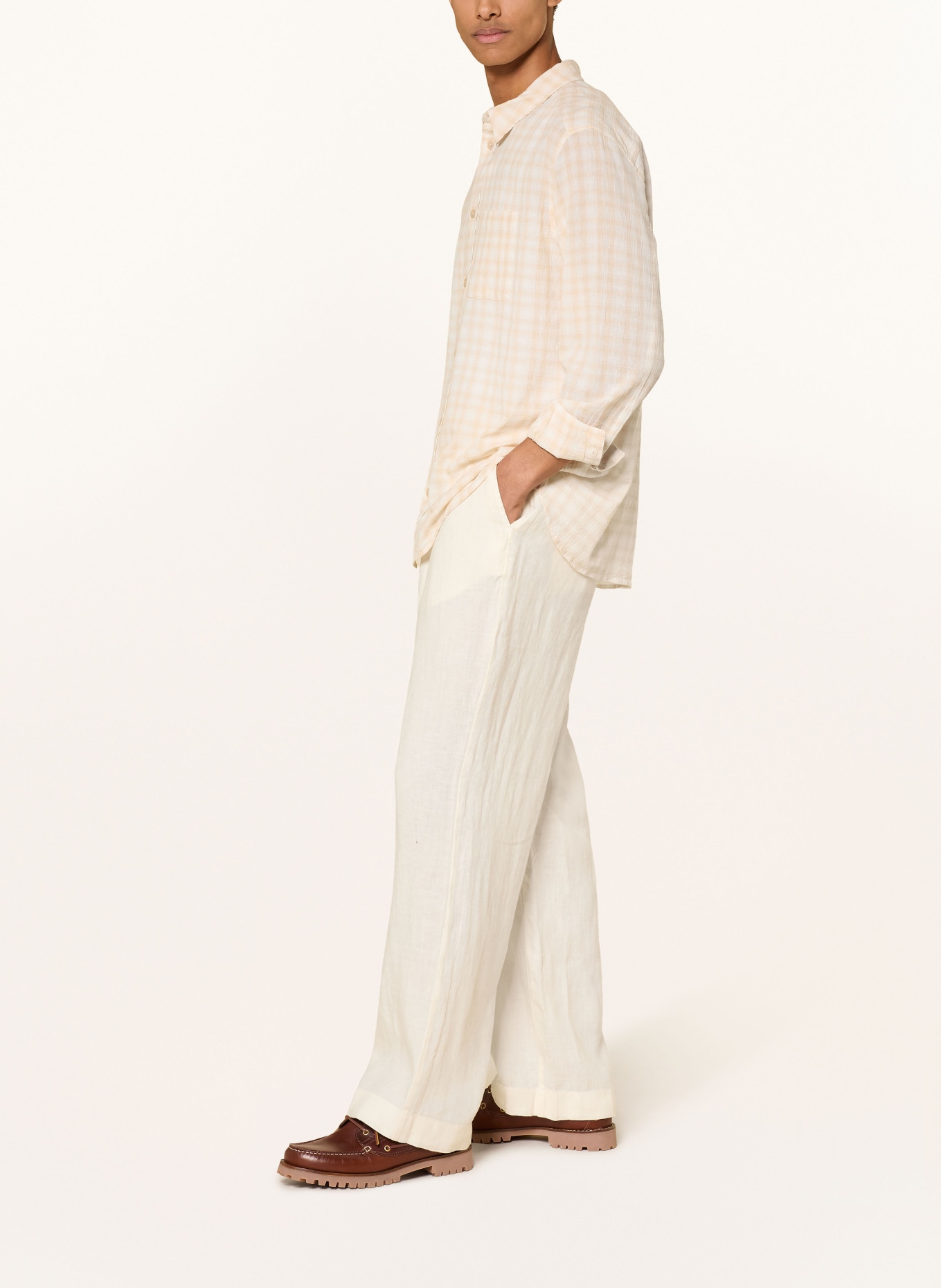 ALLSAINTS Linnen broek SHARP Straight Fit: CRÈME