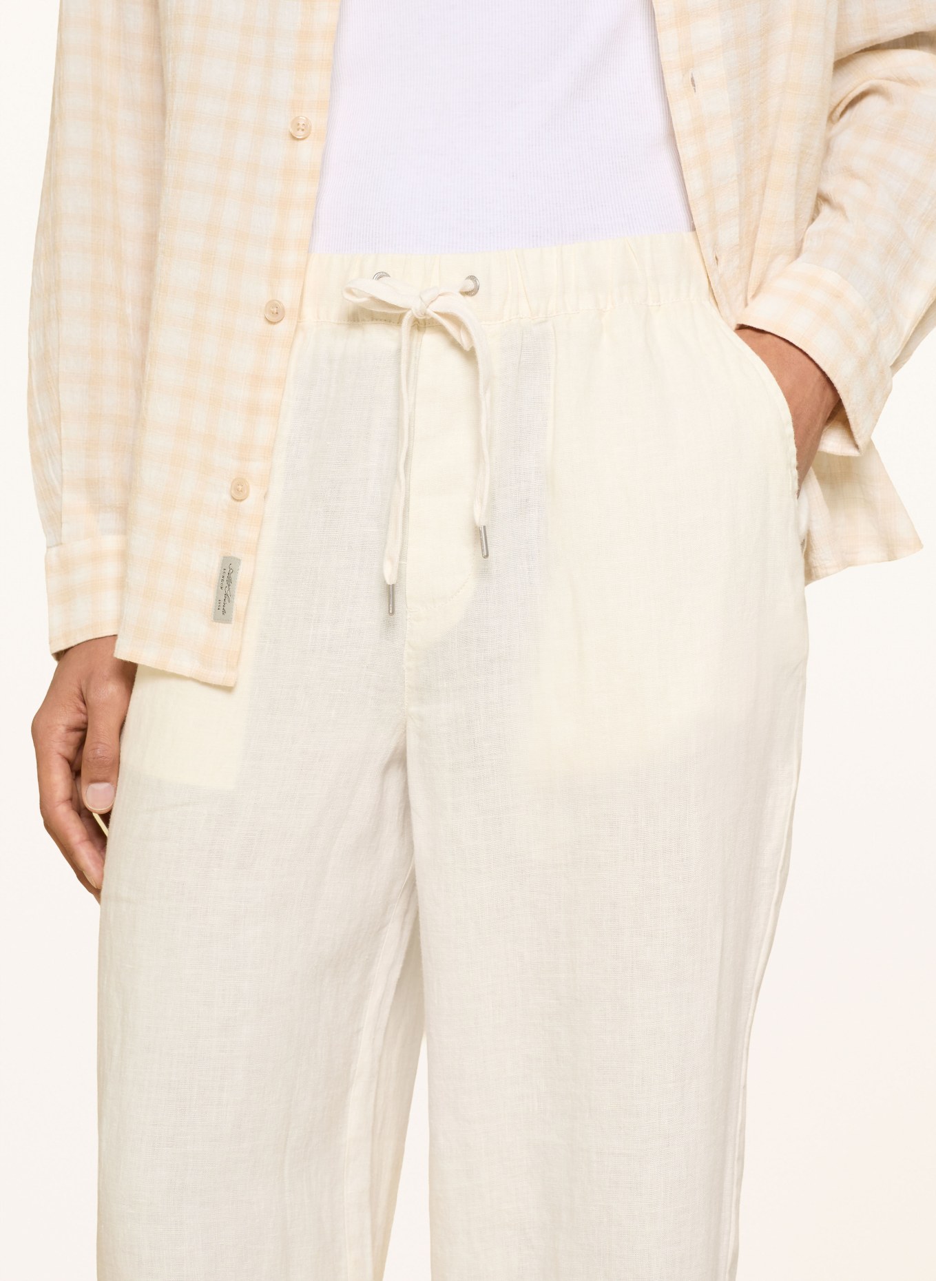 ALLSAINTS Linnen broek SHARP Straight Fit: CRÈME