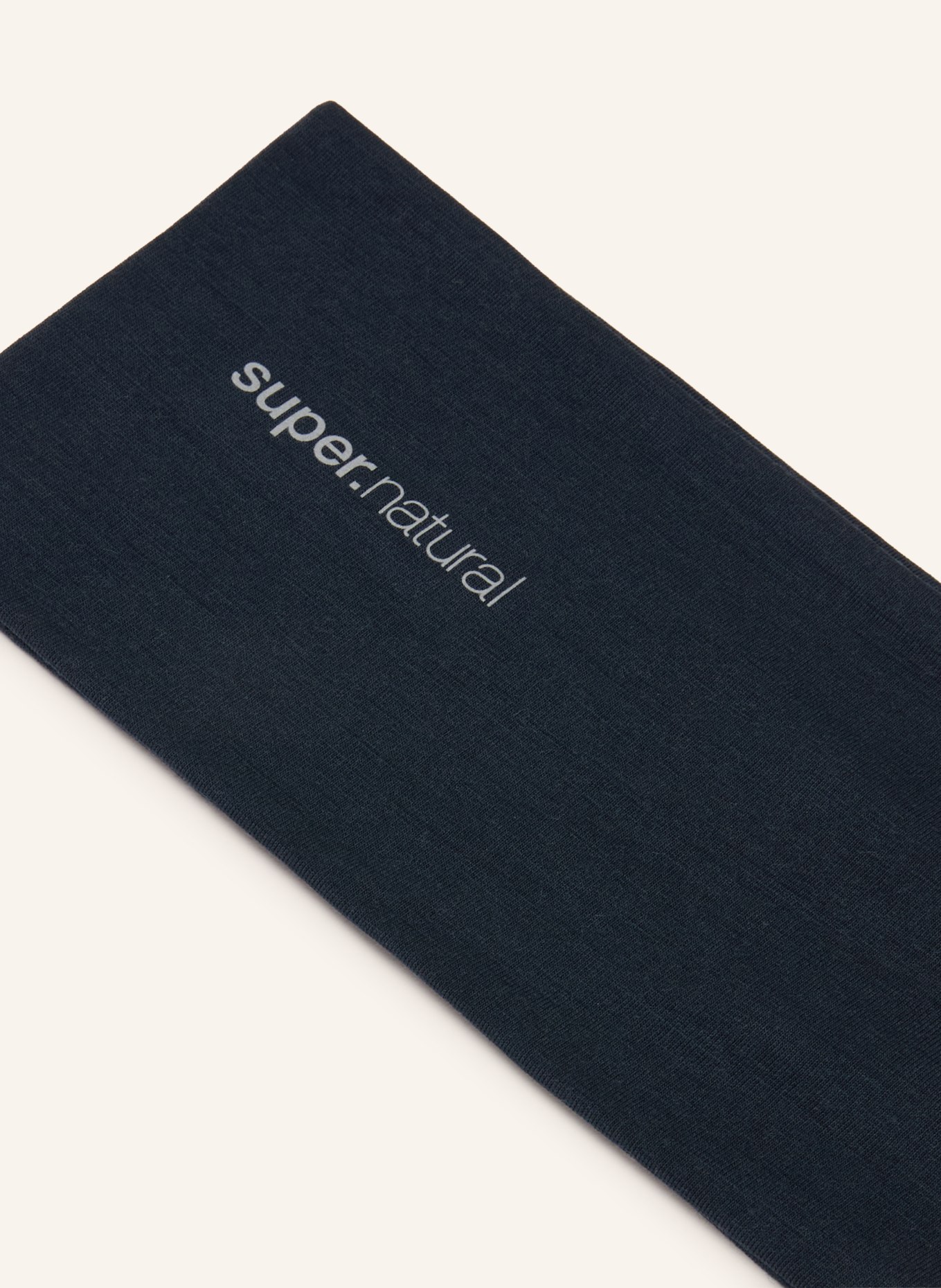 super.natural Hoofdband WANDERLUST met merinowol: DONKERBLAUW / LICHTGRIJS