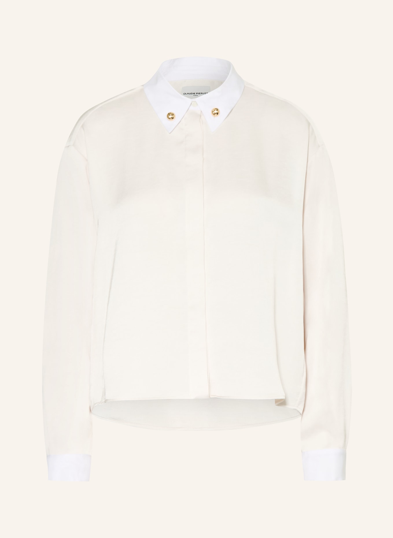 CLAUDIE PIERLOT Hemdbluse aus Satin: CREME / WEISS