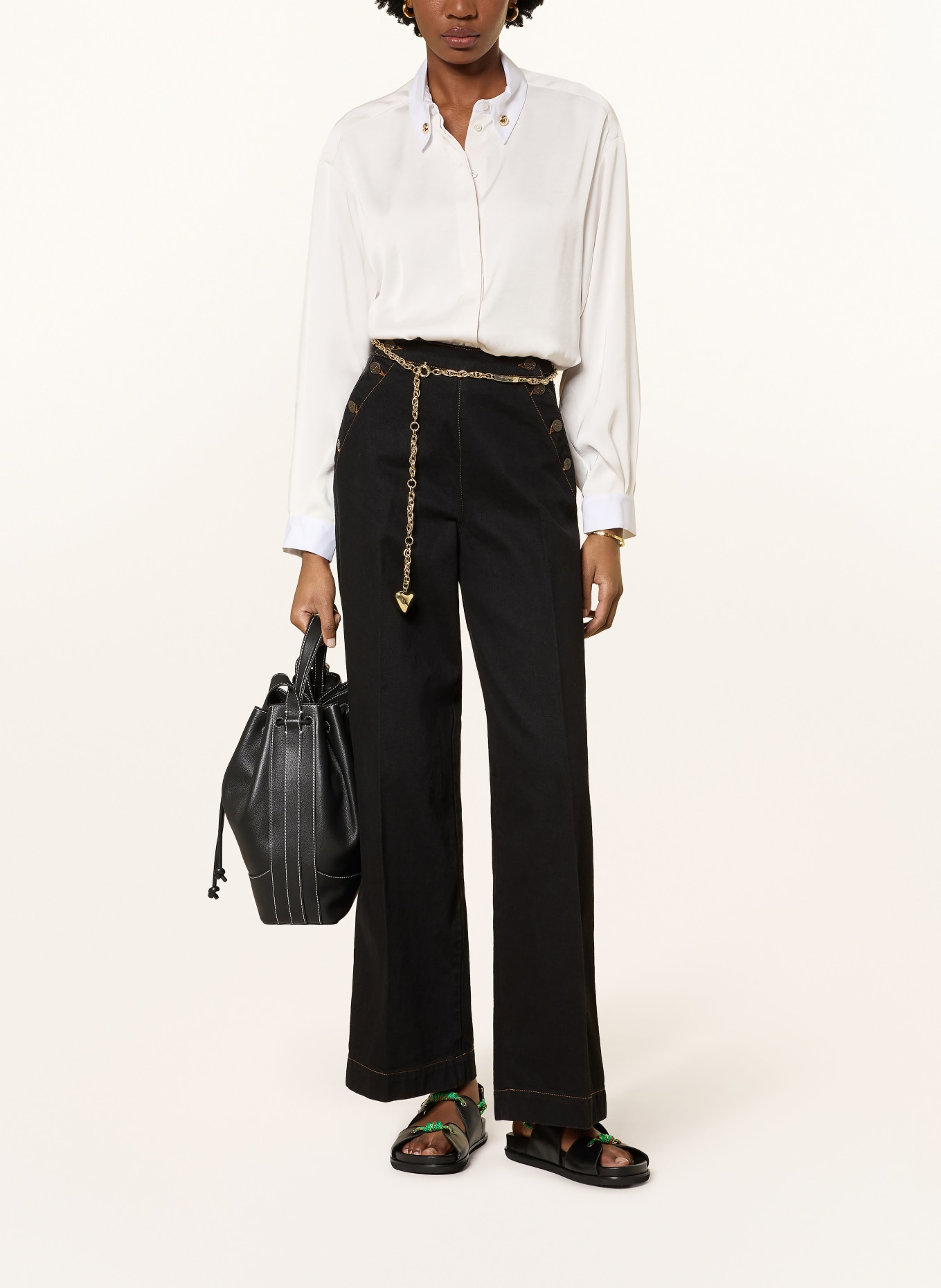 CLAUDIE PIERLOT Hemdbluse aus Satin: CREME / WEISS