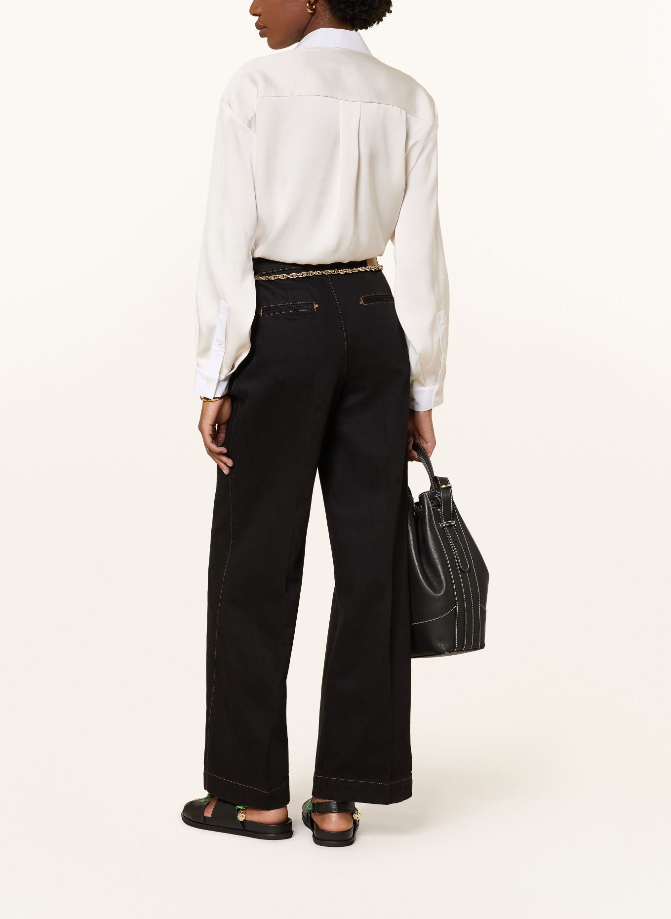 CLAUDIE PIERLOT Hemdbluse aus Satin: CREME / WEISS