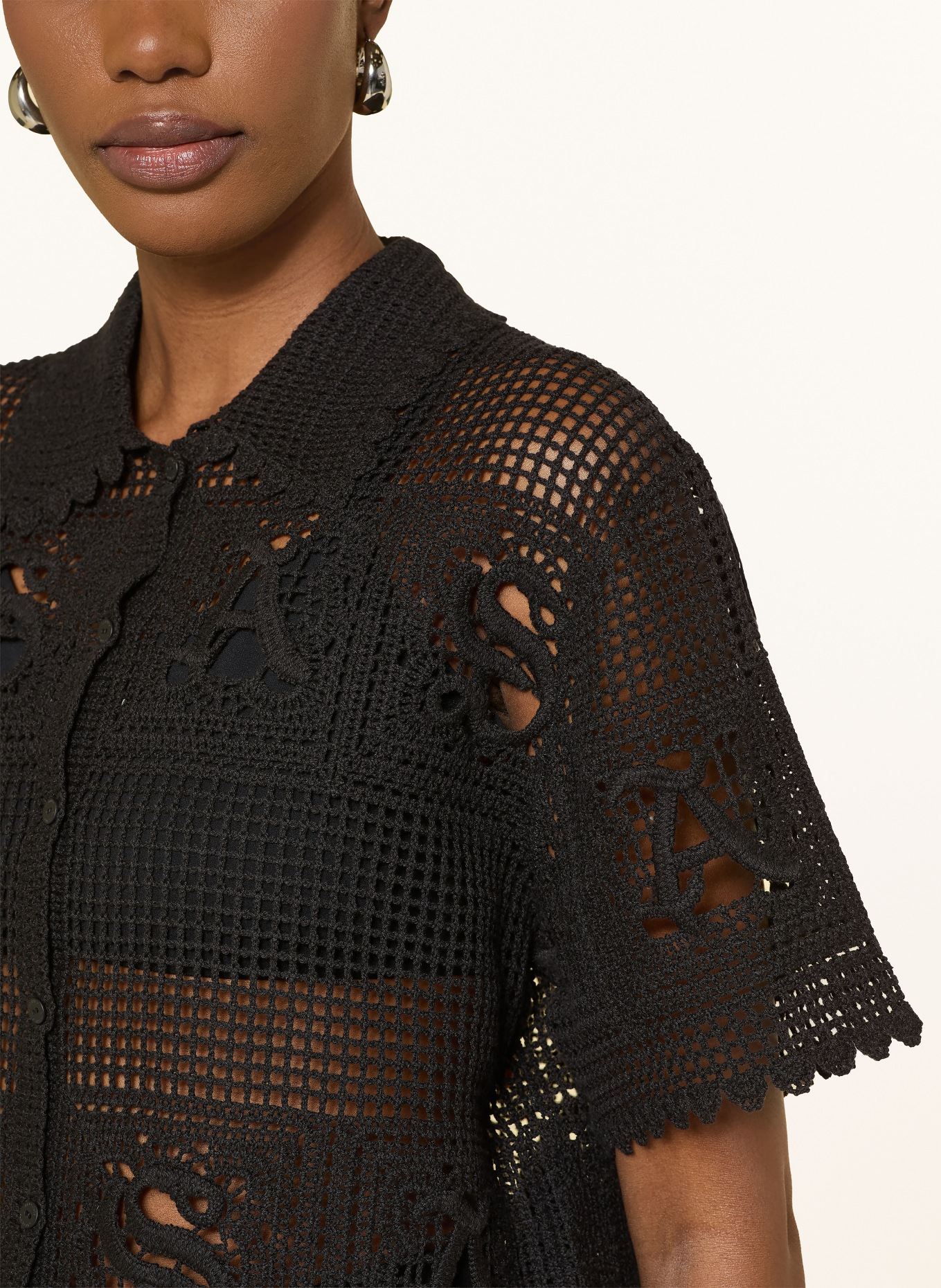 ALLSAINTS Blouse au crochet KYRA: NOIR