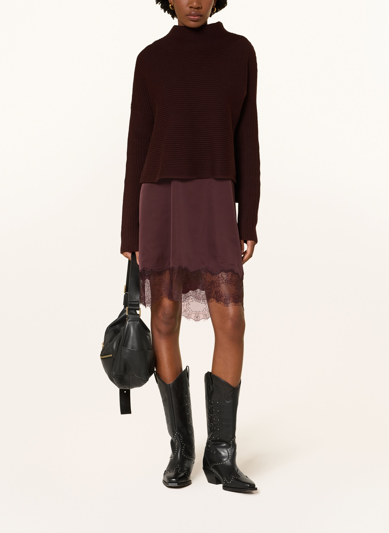 ALLSAINTS Zestaw ELOISE: sukienka i sweter: CIEMNOCZERWONY