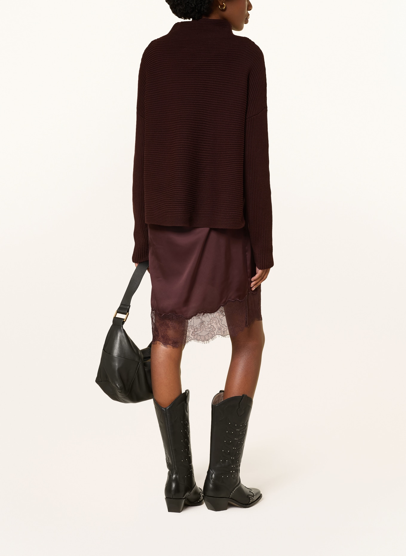 ALLSAINTS Zestaw ELOISE: sukienka i sweter: CIEMNOCZERWONY