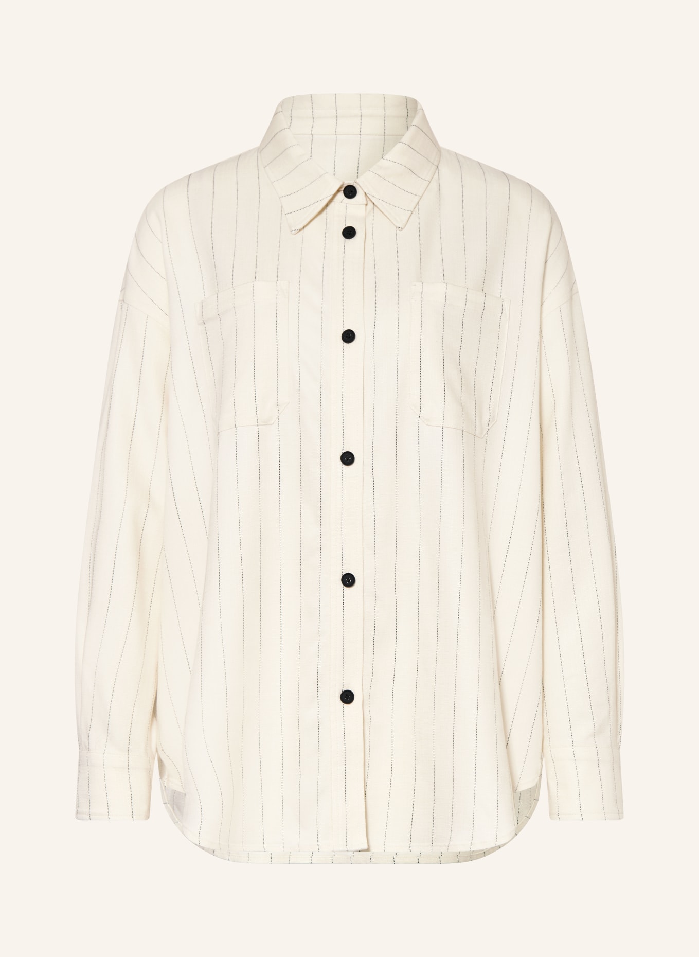 ALLSAINTS Oversized overhemdblouse OLGA: CRÈME / ZWART