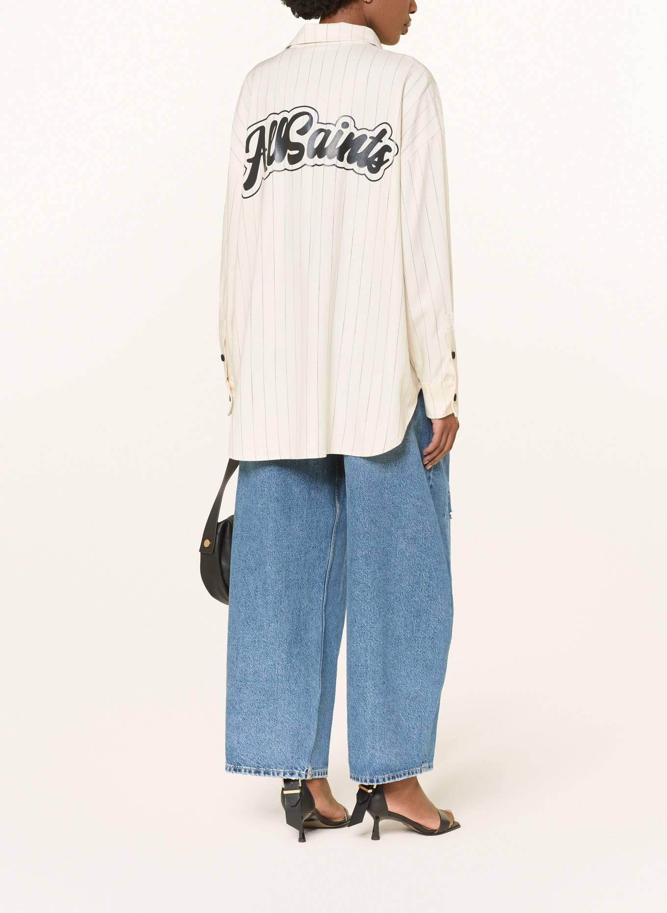 ALLSAINTS Oversized overhemdblouse OLGA: CRÈME / ZWART