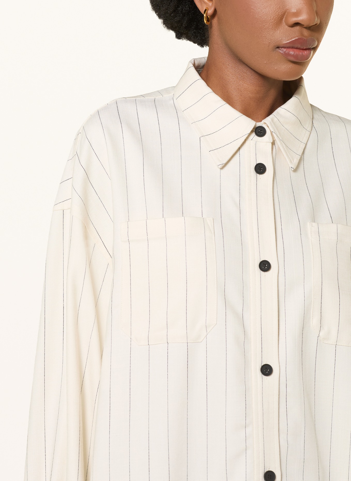 ALLSAINTS Oversized overhemdblouse OLGA: CRÈME / ZWART
