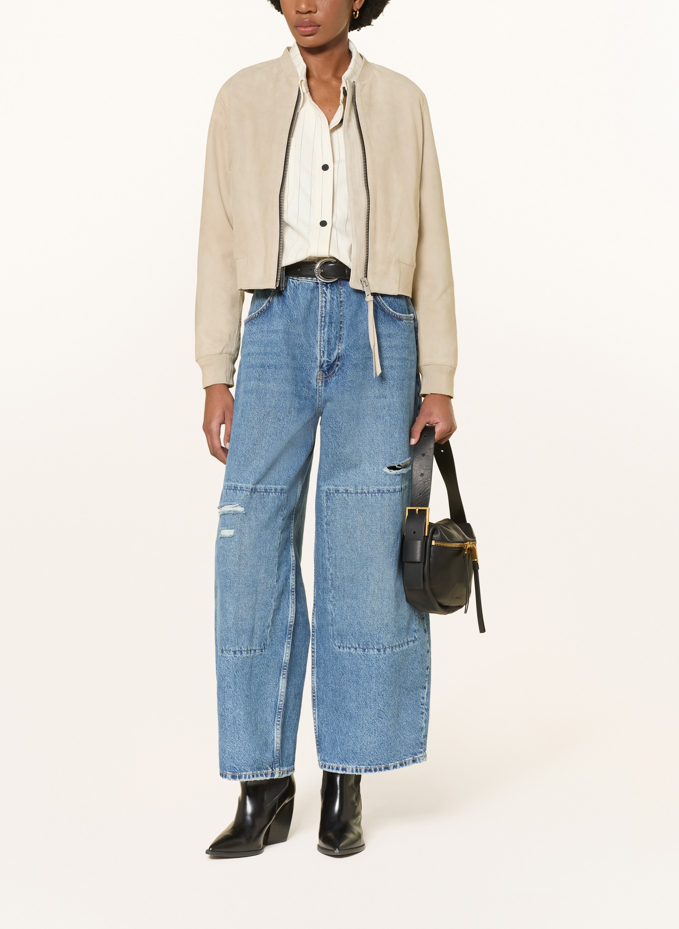 ALLSAINTS Lederblouson ORTEN: HELLGRAU