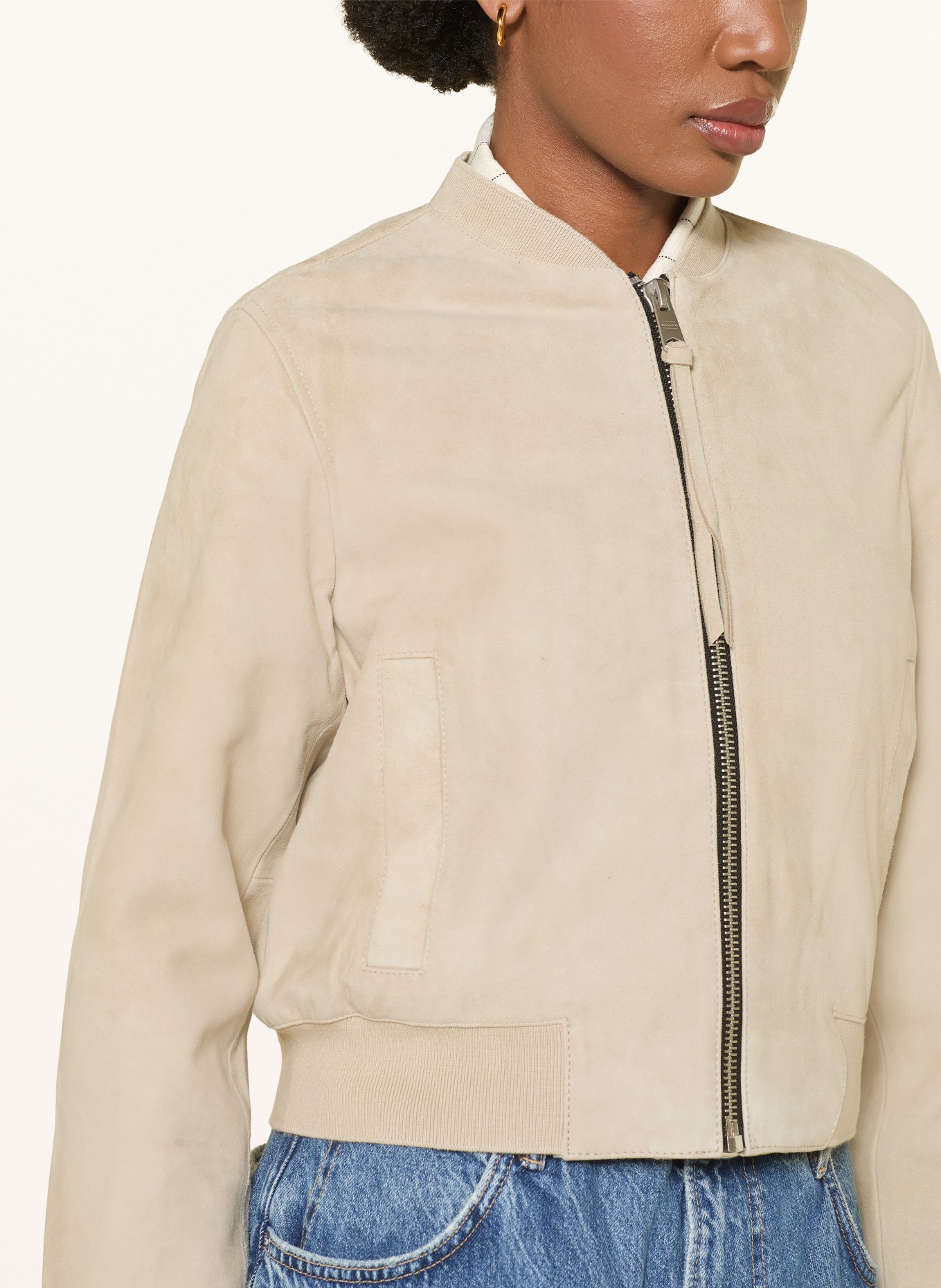 ALLSAINTS Lederblouson ORTEN: HELLGRAU