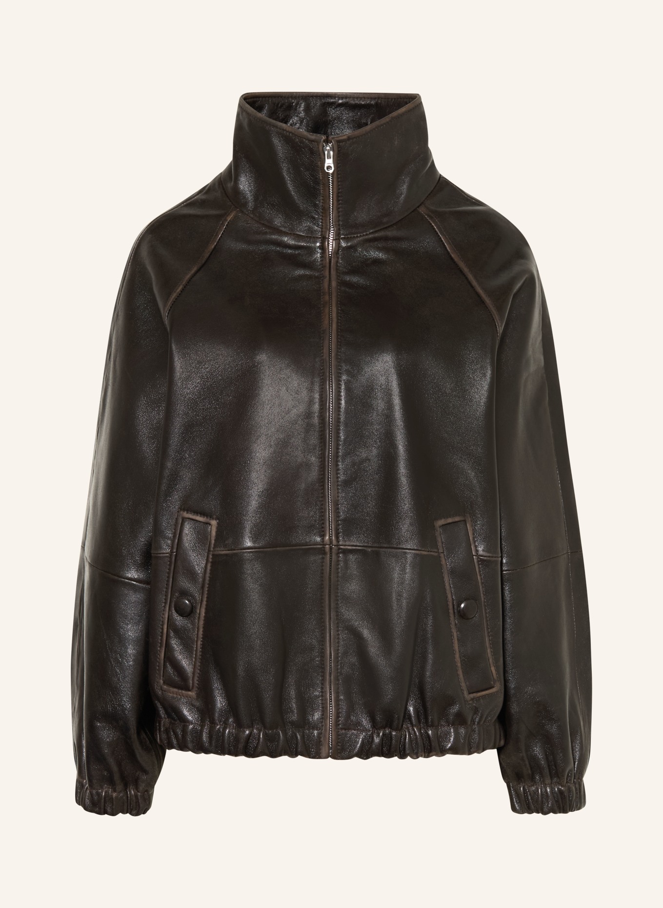 SANDRO Lederjacke: DUNKELBRAUN
