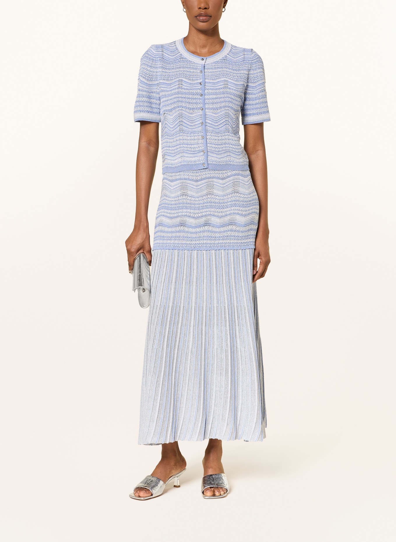 SANDRO Strickrock mit Glitzergarn: HELLBLAU / BLAU