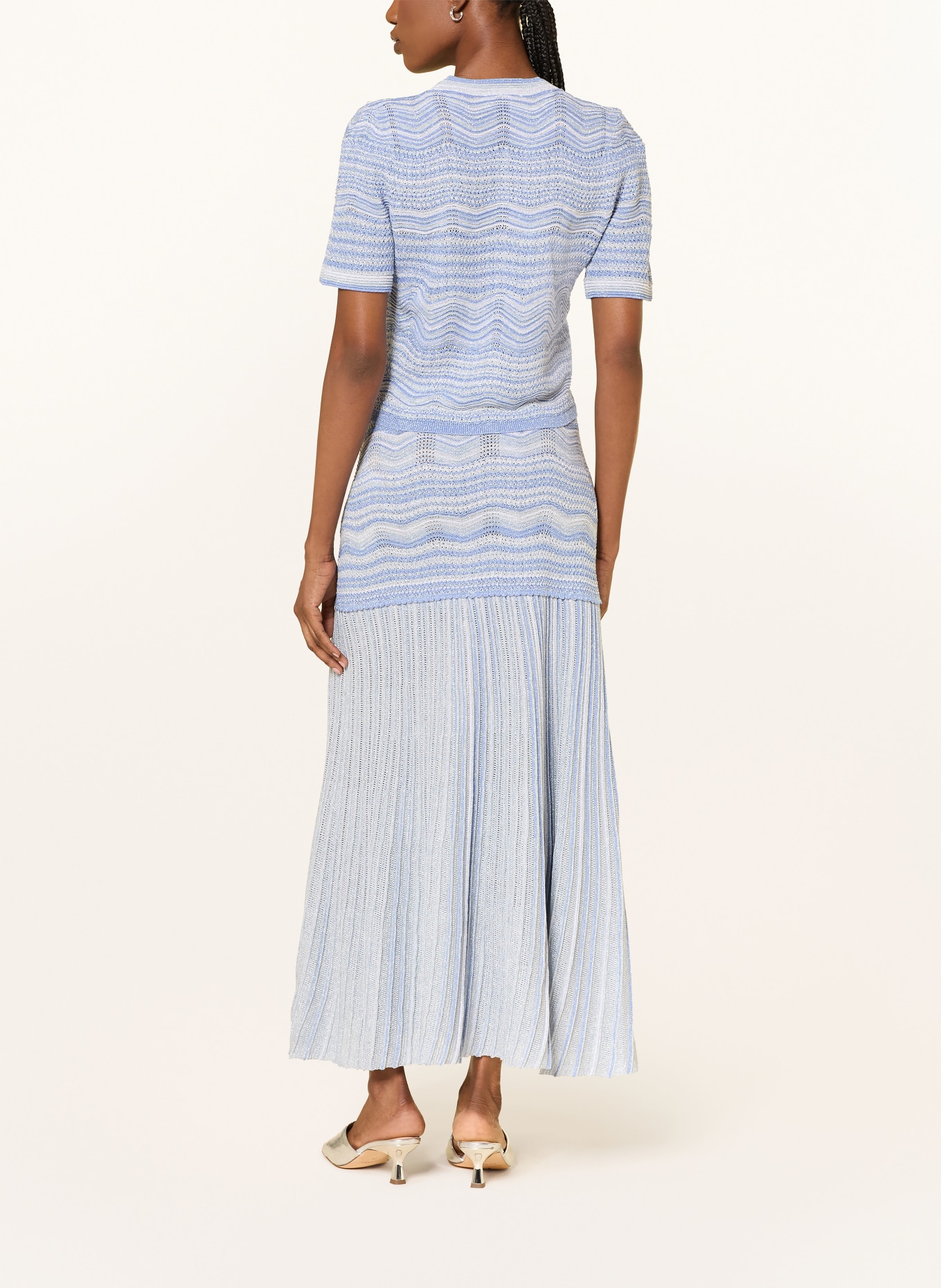 SANDRO Strickrock mit Glitzergarn: HELLBLAU / BLAU