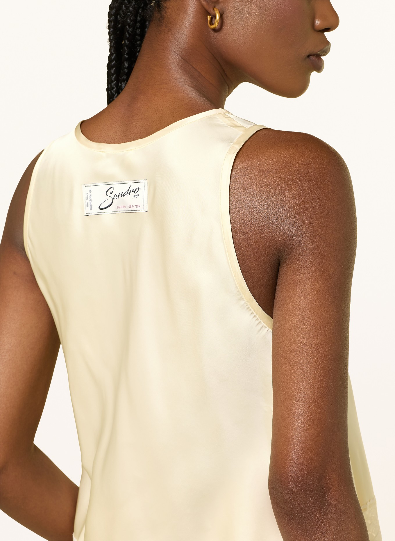 SANDRO Satintop mit Spitze: HELLGELB