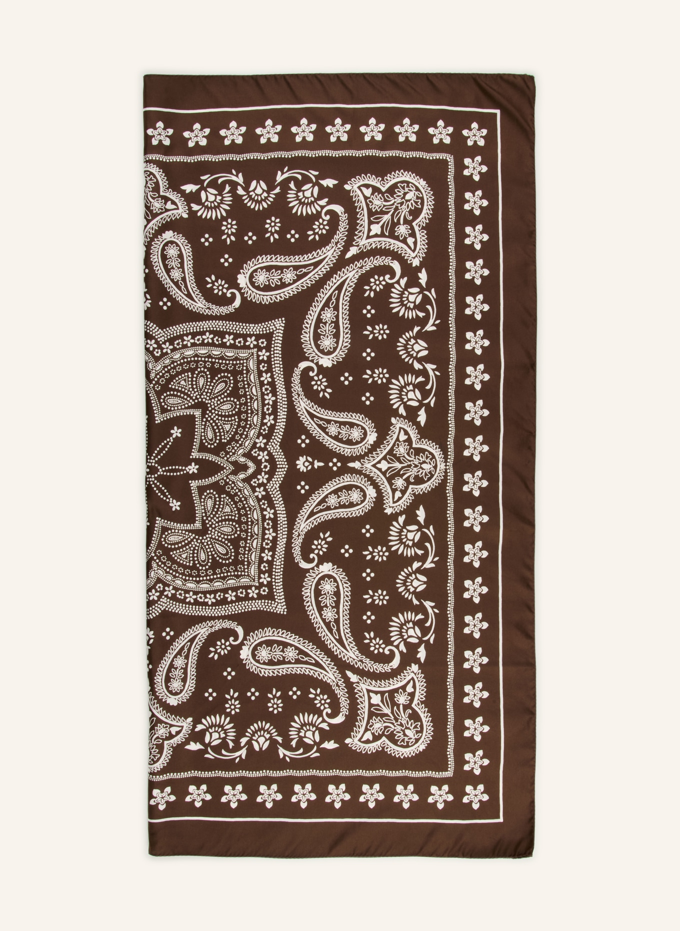 SANDRO jedwabna chustka: CIEMNOBRĄZOWY / BIAŁY