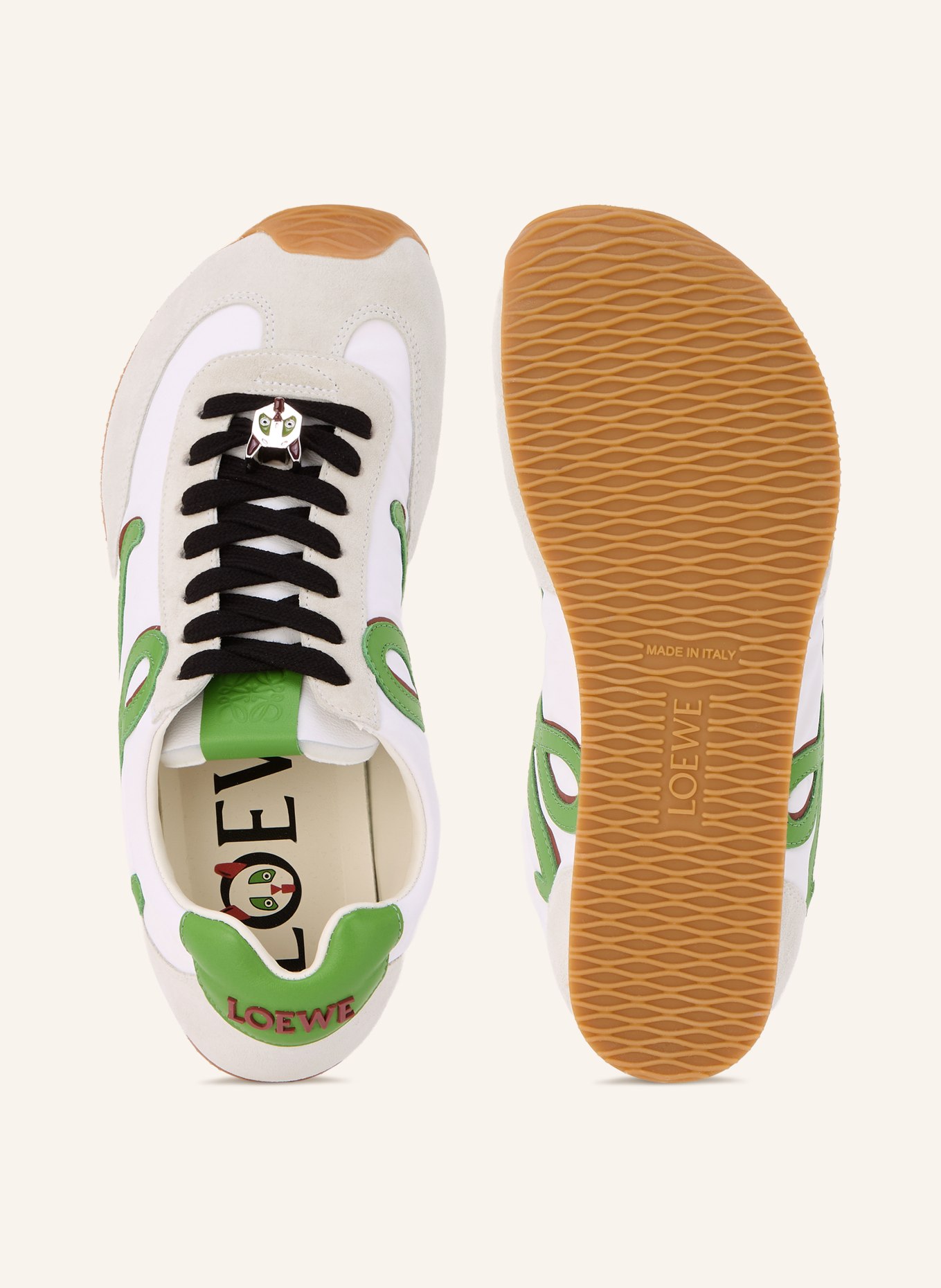 LOEWE Sneaker BALLET RUNNER 2.0: WIT / LICHTGRIJS / GROEN