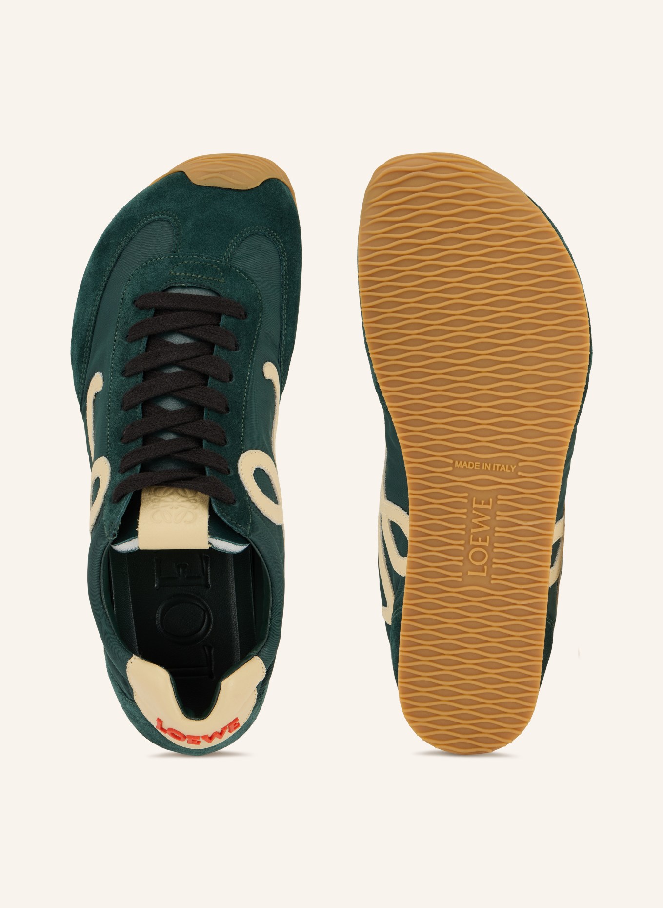 LOEWE Sneaker BALLET RUNNER 2.0: DONKERGROEN / BEIGE / ROOD