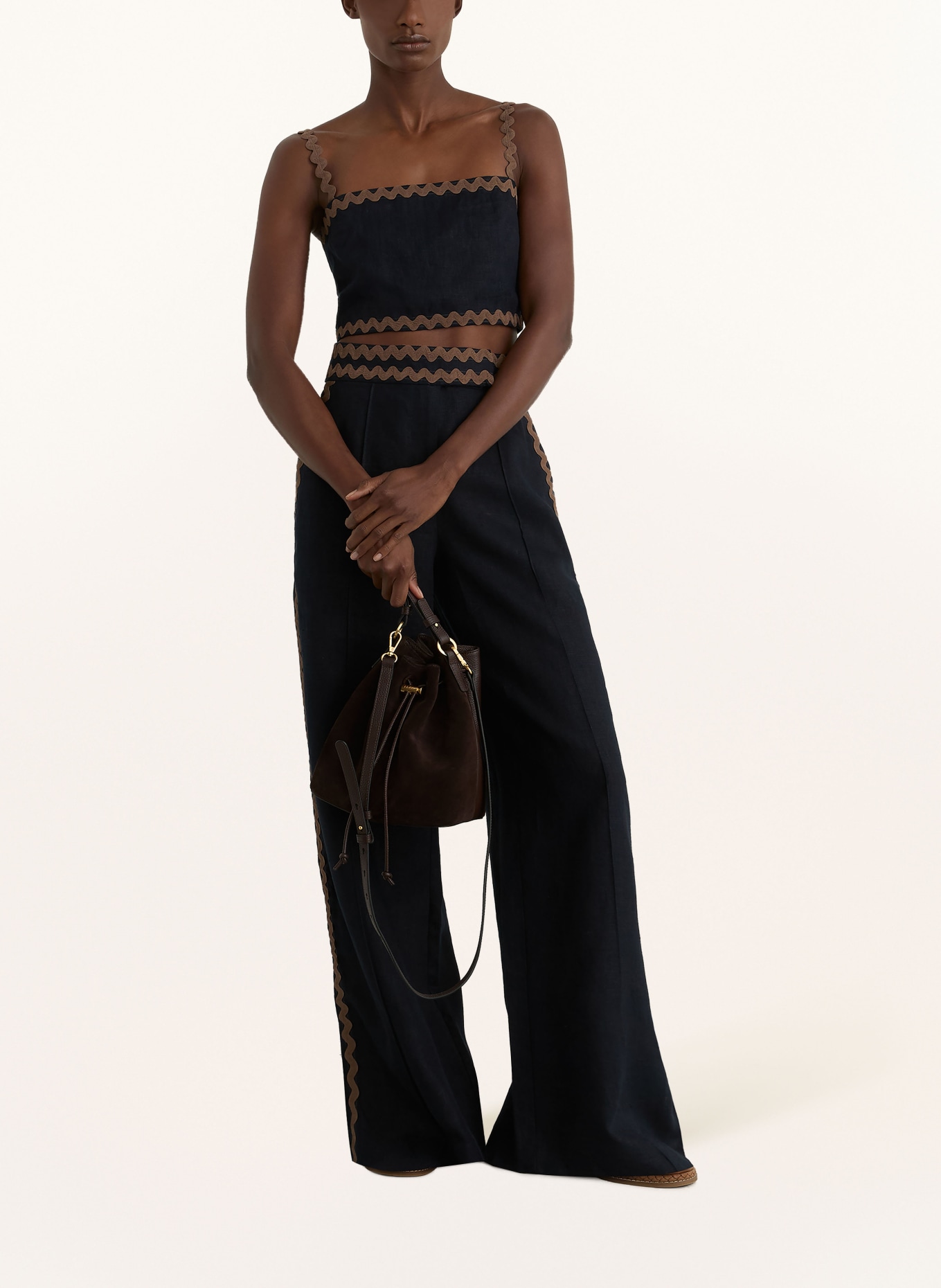 REISS Cropped top MILA: DONKERBLAUW / BRUIN