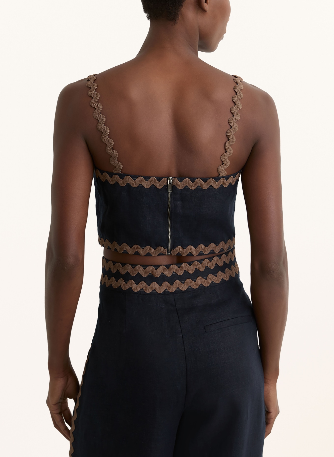 REISS Cropped top MILA: DONKERBLAUW / BRUIN