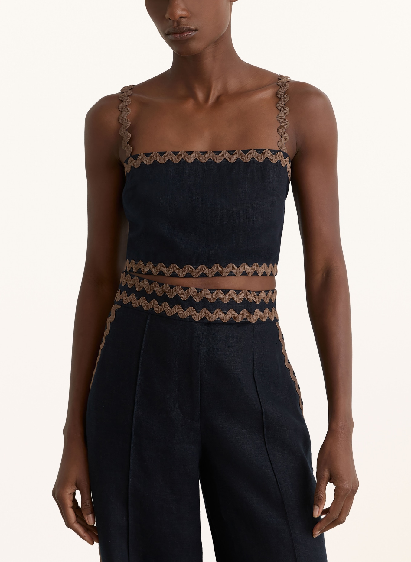 REISS Cropped top MILA: DONKERBLAUW / BRUIN