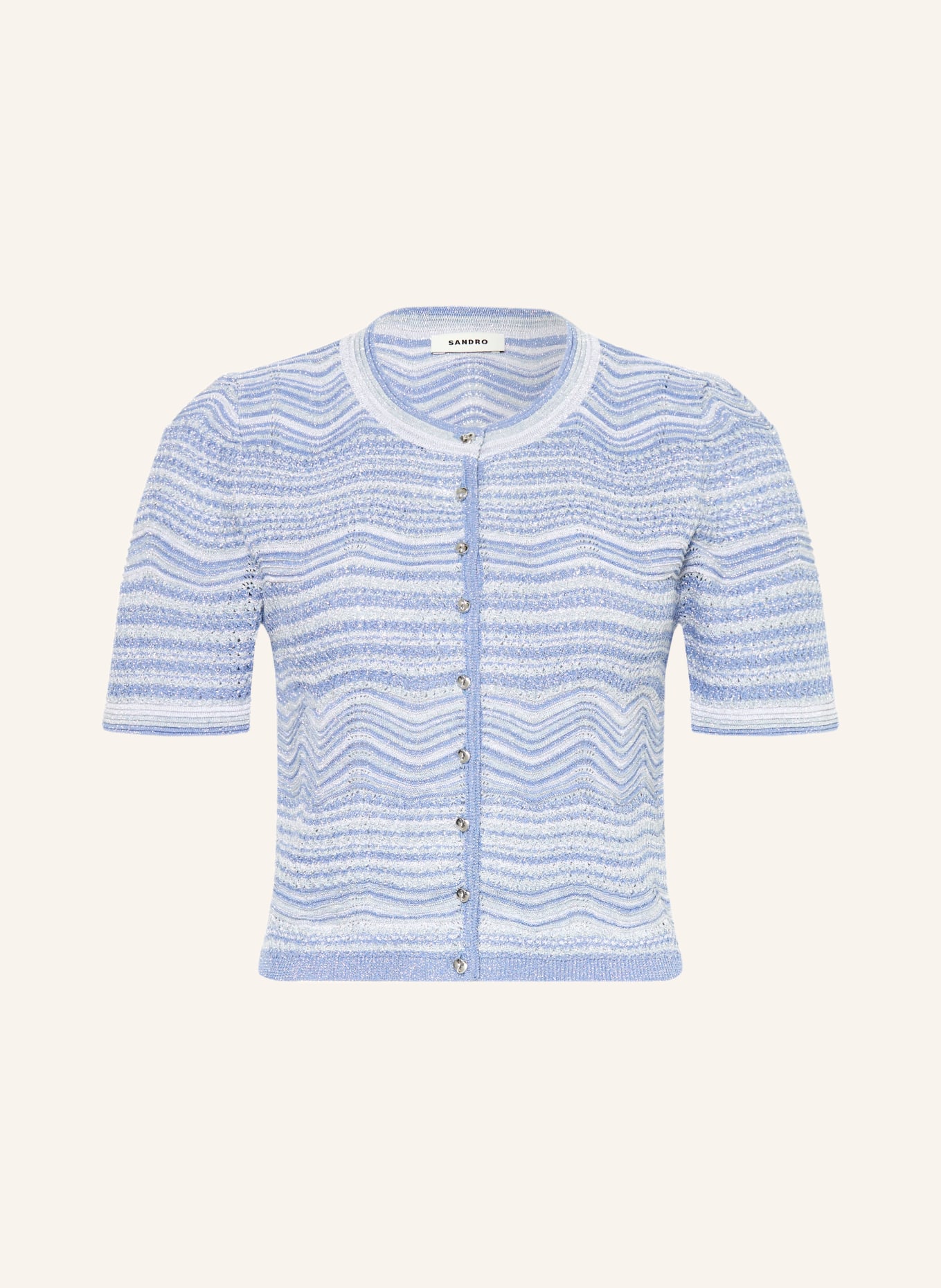 SANDRO Strickjacke mit Glitzergarn: HELLBLAU / BLAU