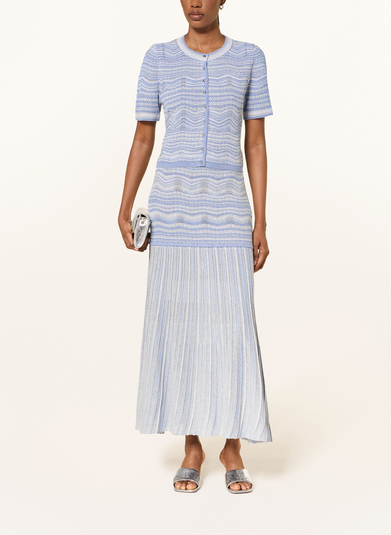 SANDRO Strickjacke mit Glitzergarn: HELLBLAU / BLAU