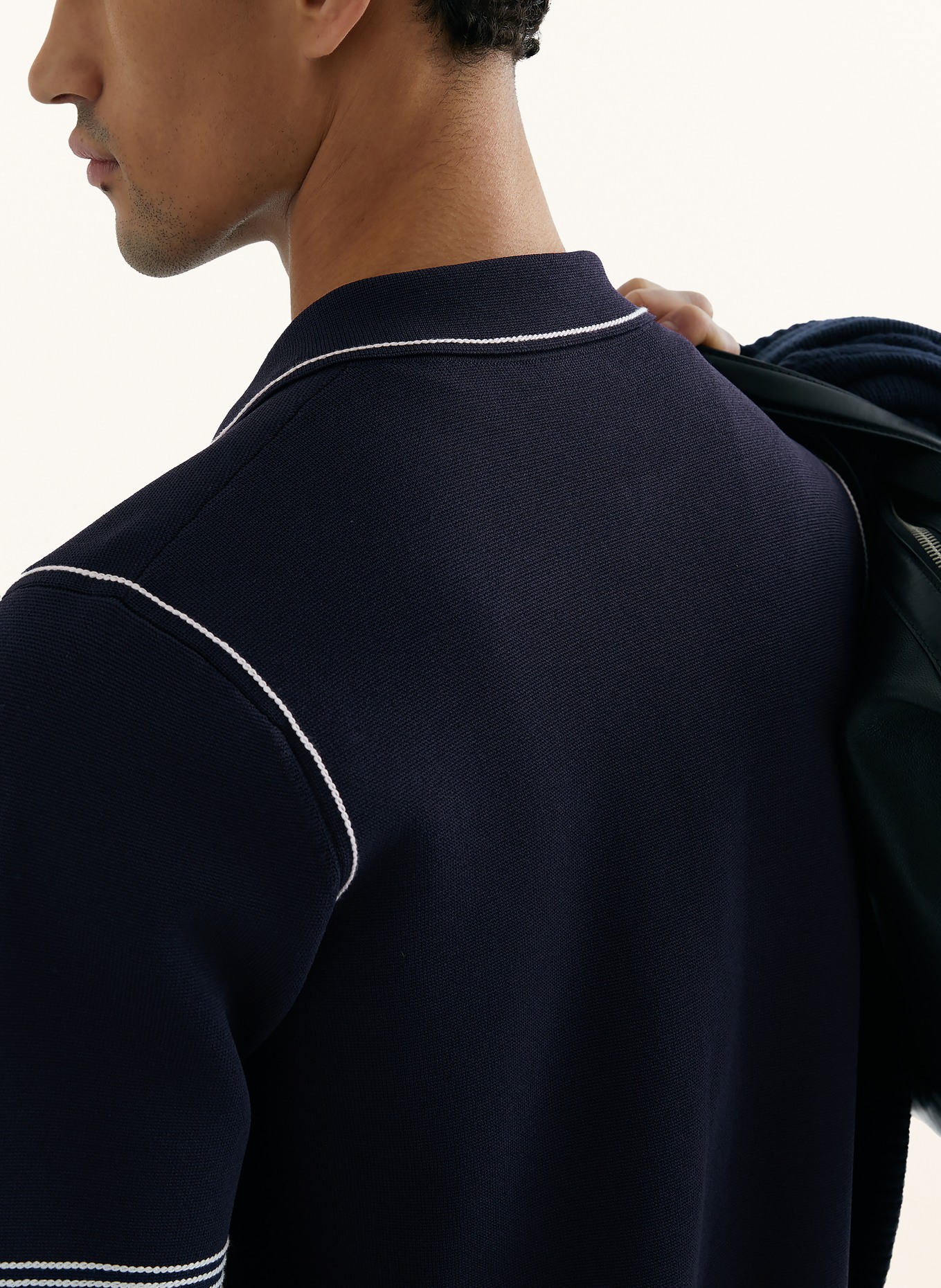 REISS Gebreid overshirt BLAKE: DONKERBLAUW / WIT