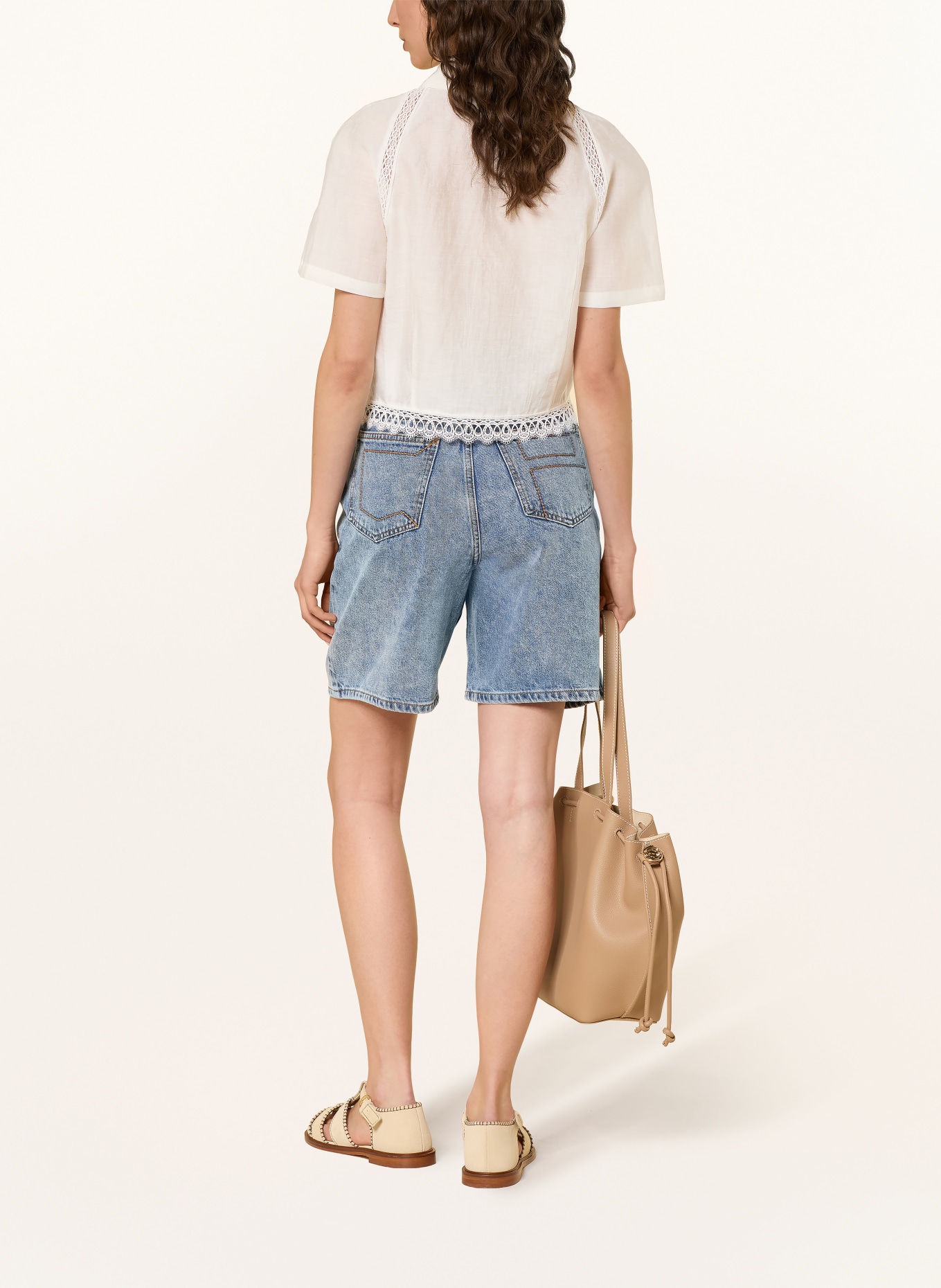 CLAUDIE PIERLOT Hemdbluse mit Spitze: ECRU