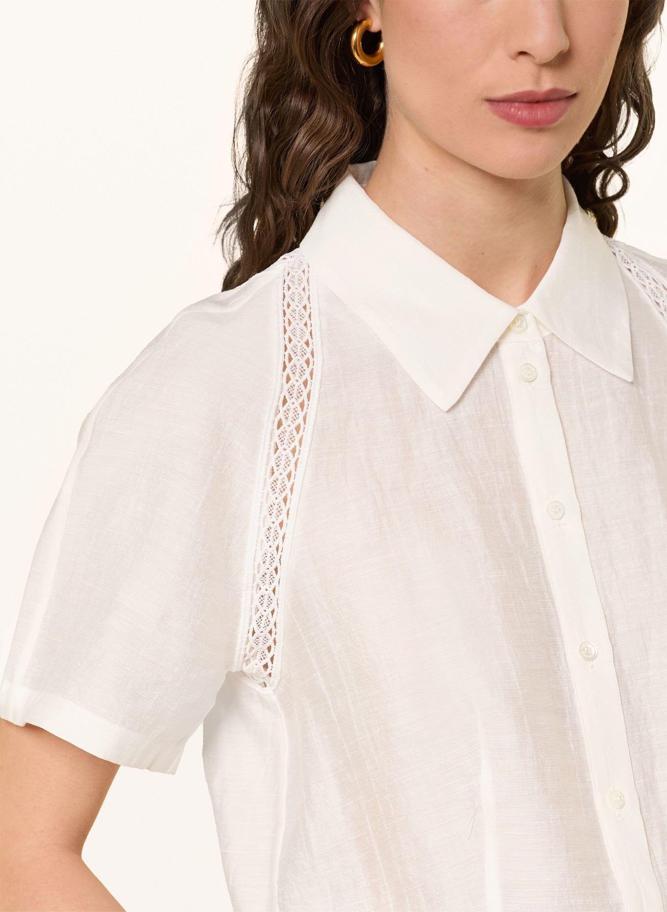 CLAUDIE PIERLOT Hemdbluse mit Spitze: ECRU