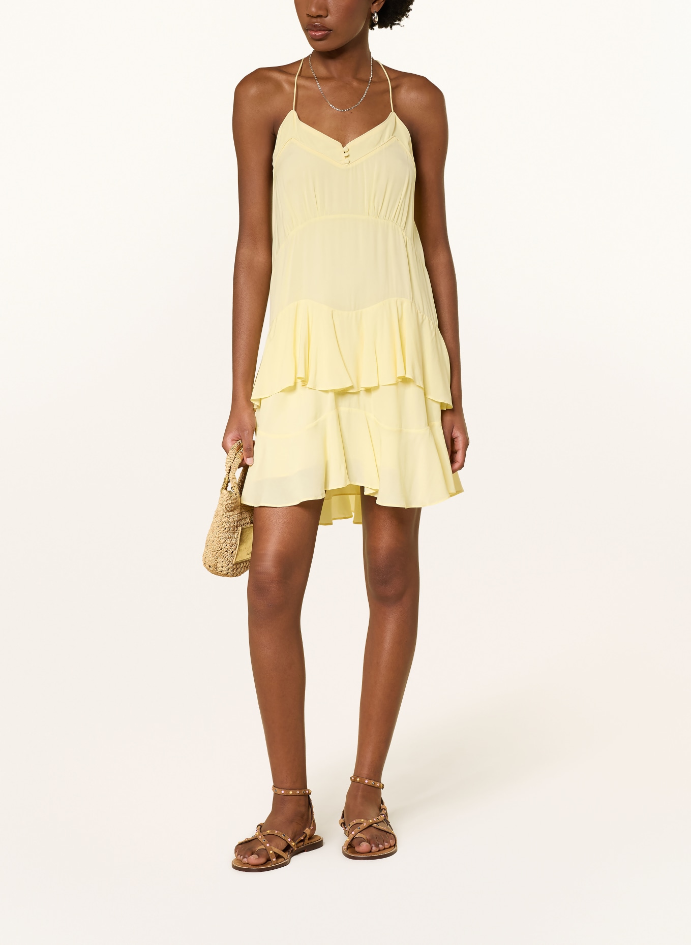 ba&sh Kleid BILONA mit Volants: HELLGELB