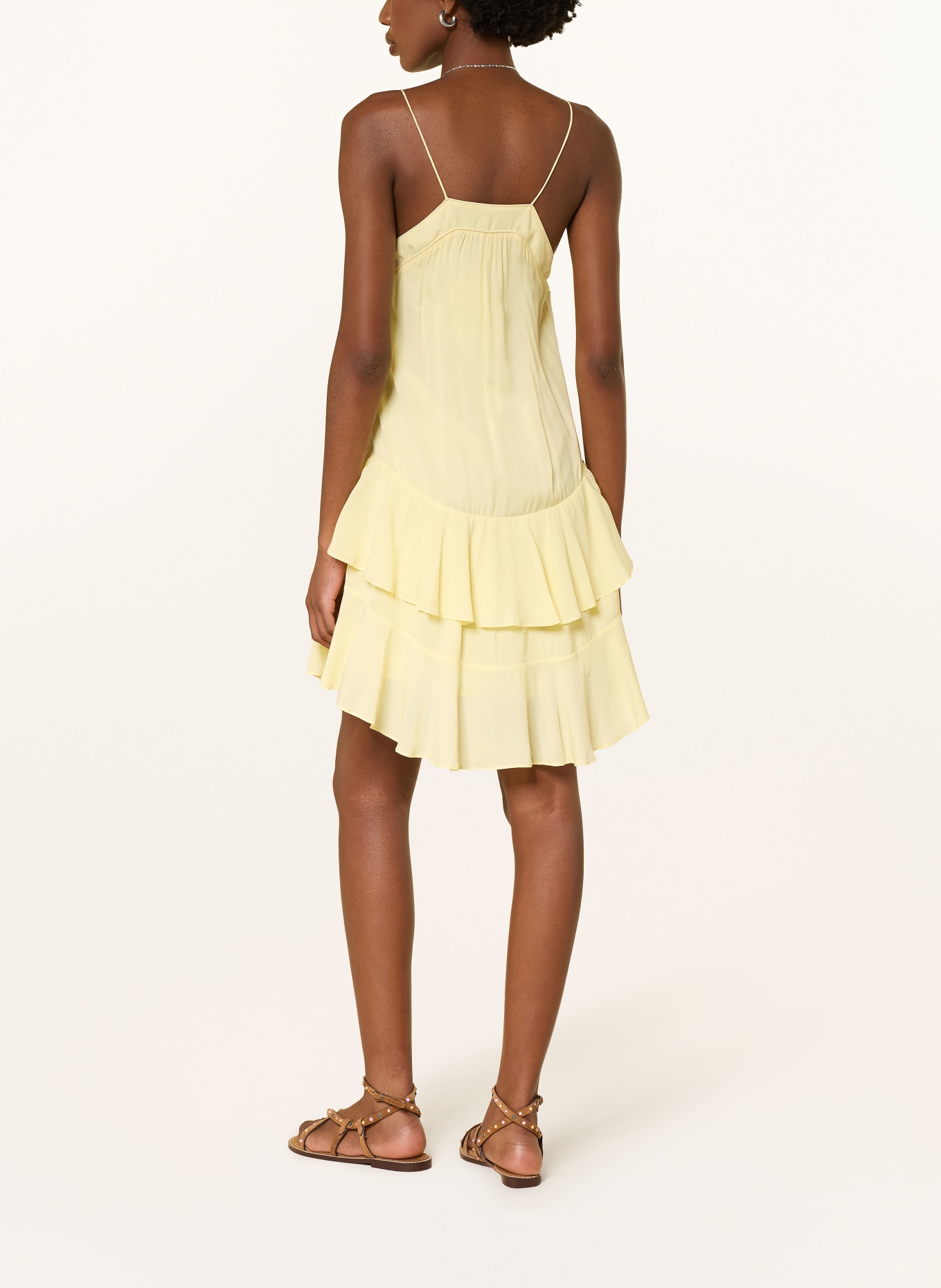 ba&sh Kleid BILONA mit Volants: HELLGELB