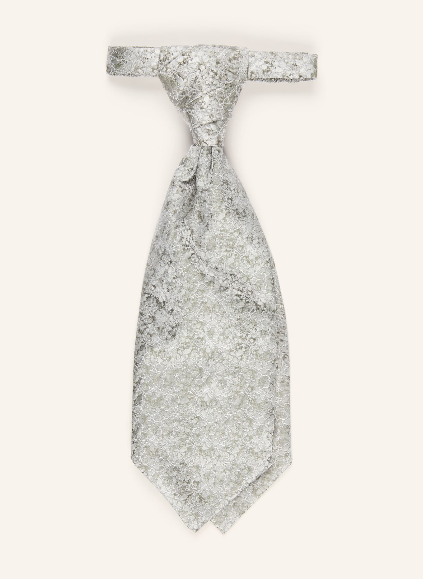 WILVORST Set: Krawatte und Einstecktuch: GRÜN / SILBER